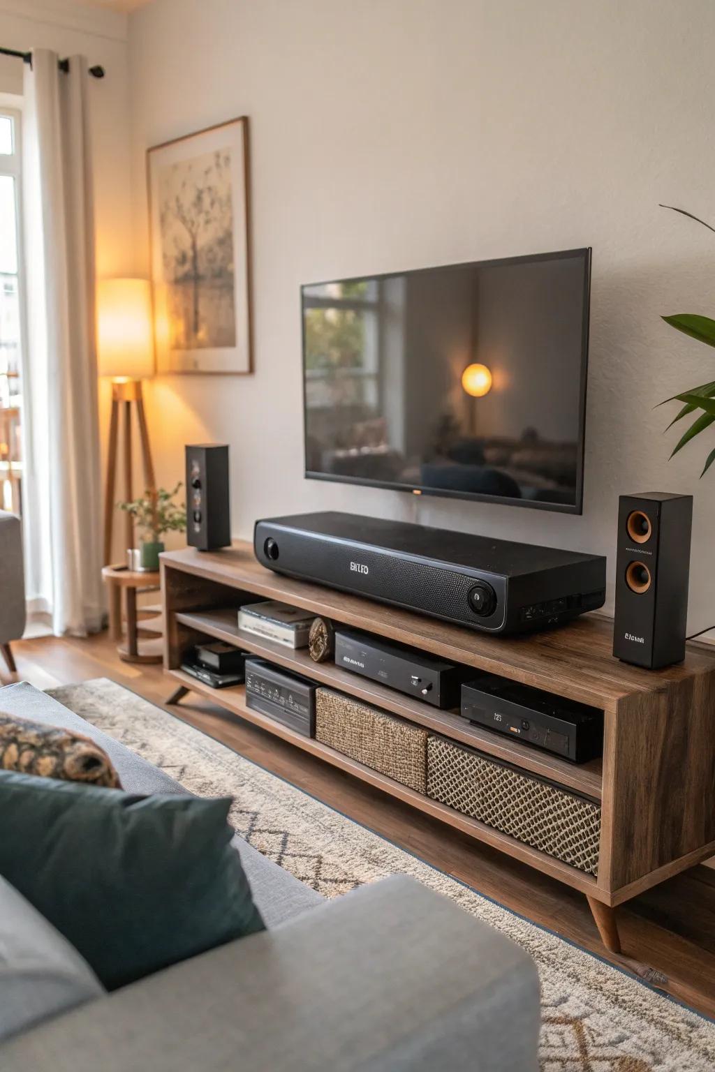 Audio bar placed higher for improved sound projection.