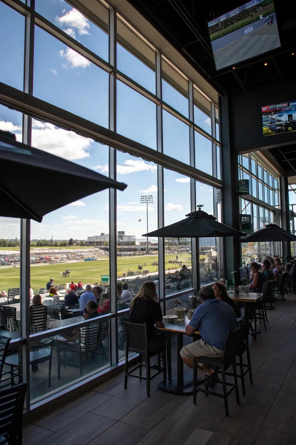 Outdoor elements bring a refreshing feel to your sports bar.