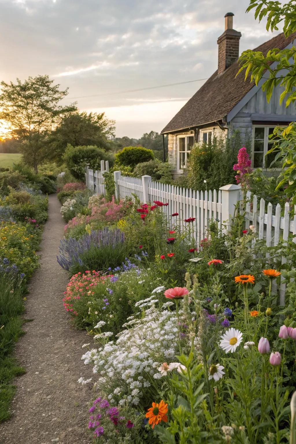 A garden boundary brimming with charm and snugness.