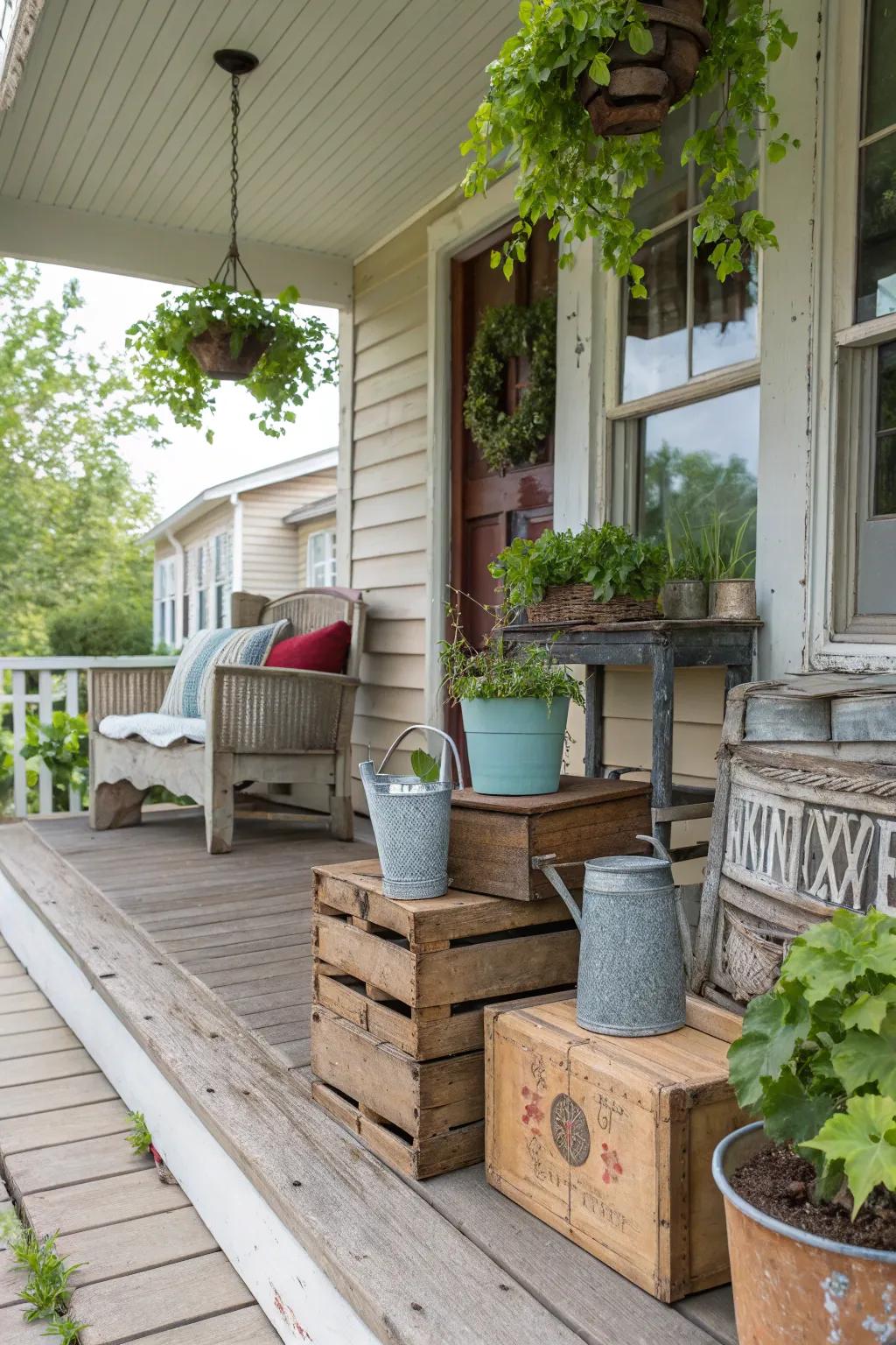 Aged discoveries infuse a hint of nostalgia and charm to your veranda.