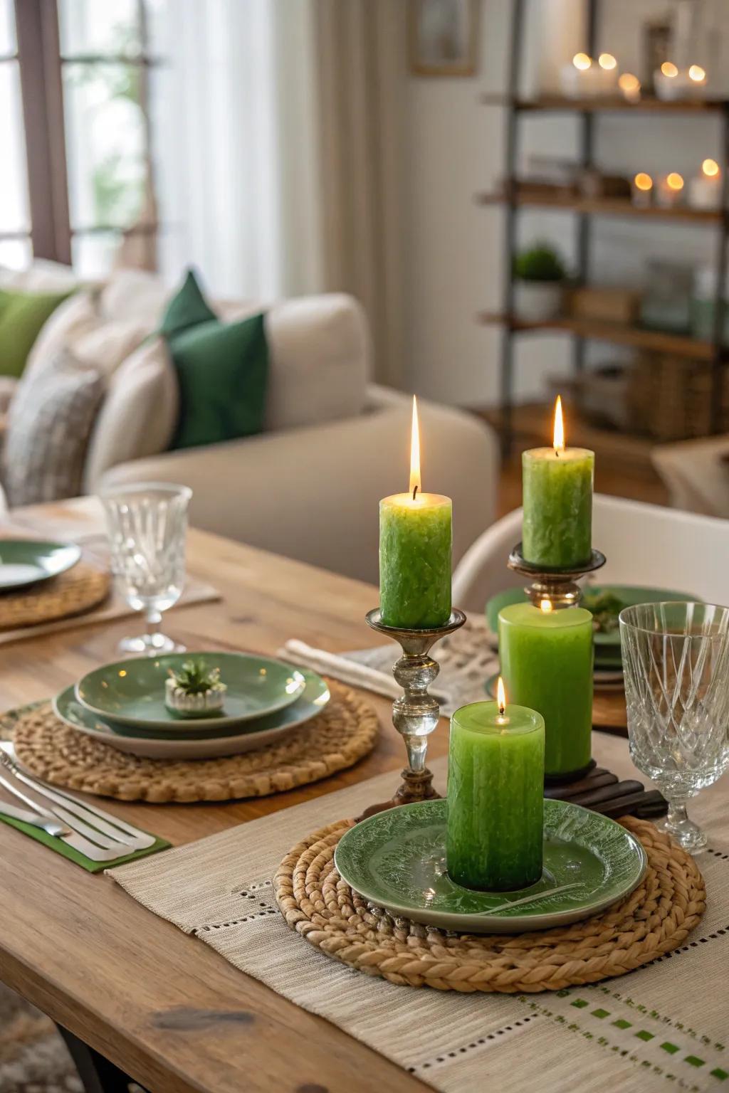 Cultivate a warm environment through candlelit centerpieces.