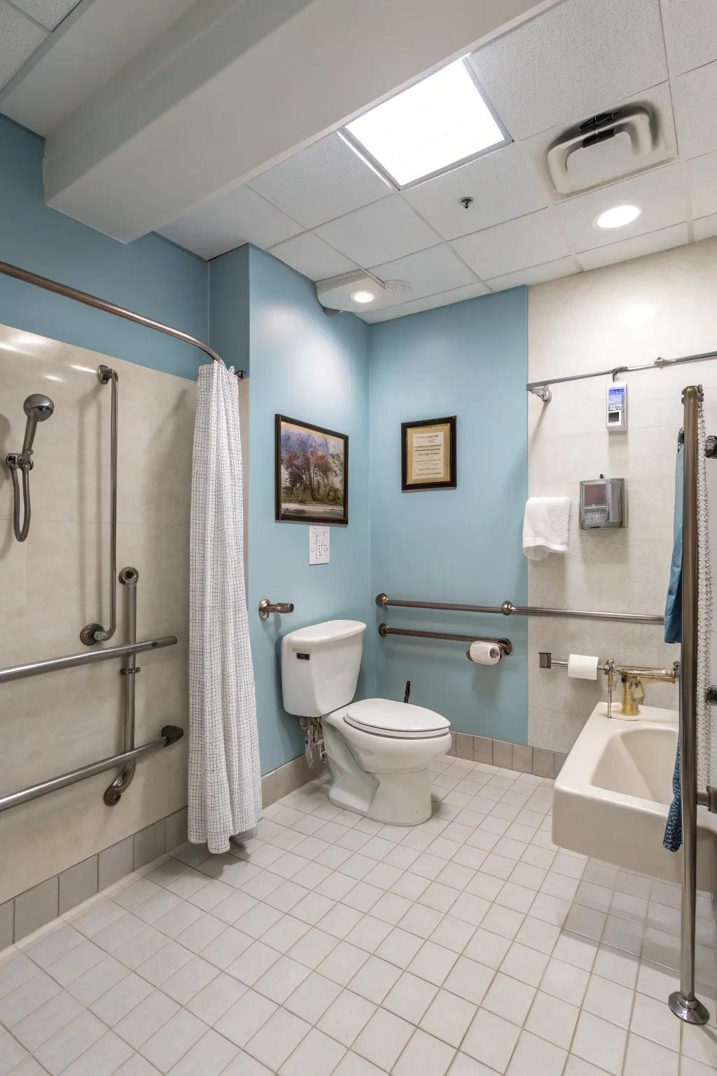 Friendly features make the bathroom easy and pleasing for everyone.