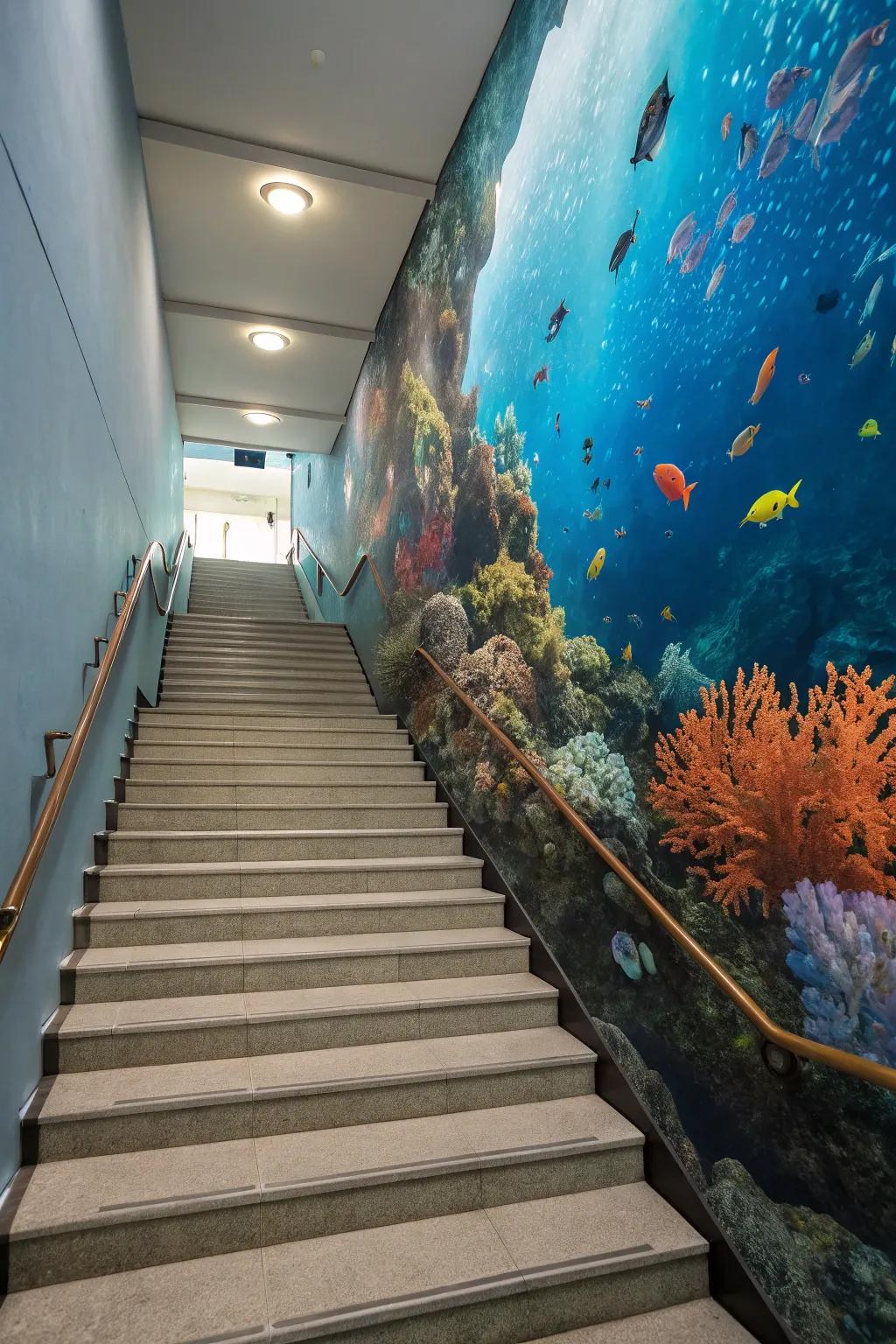 With this sea-themed mural, you can create an underwater escape.