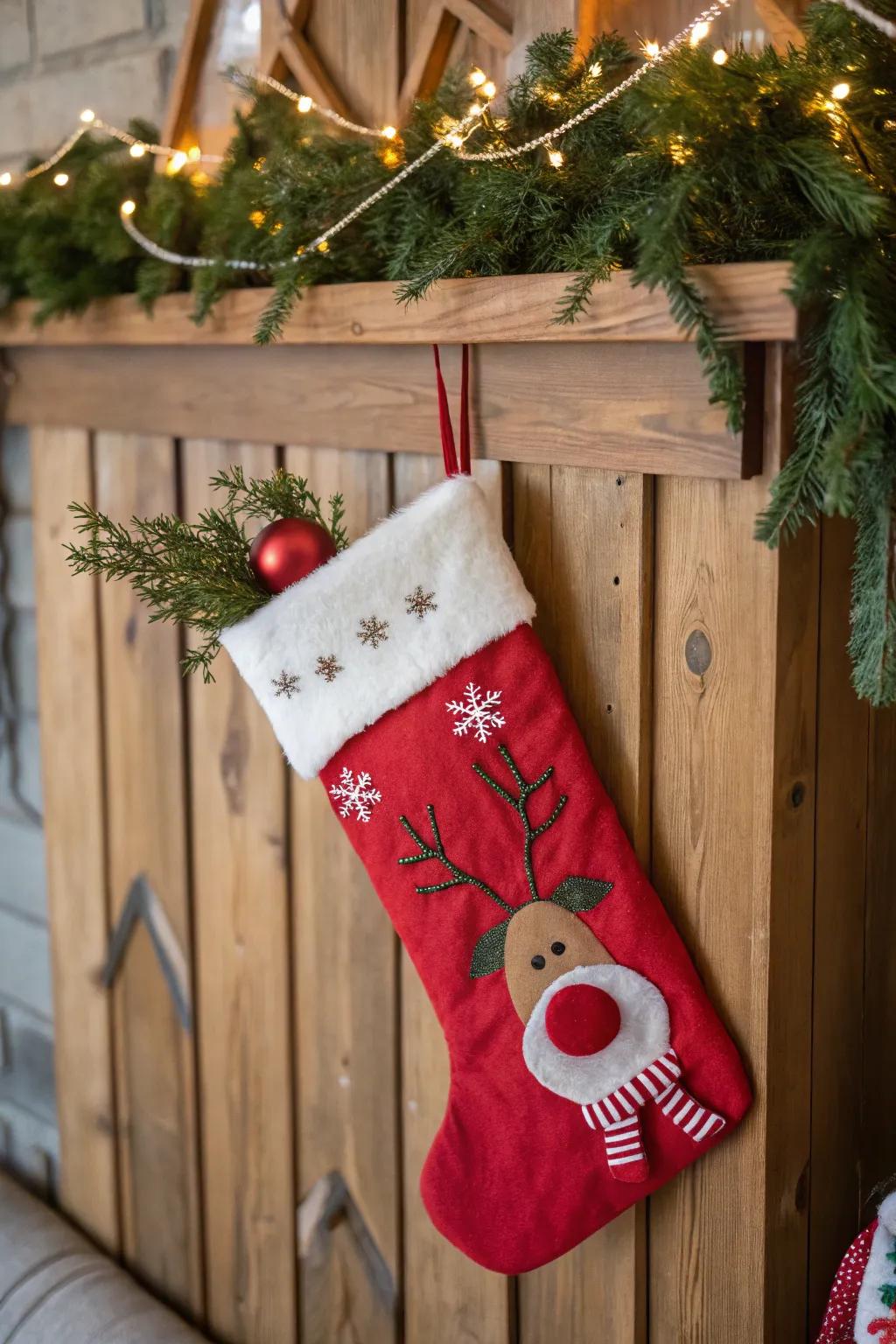 A red-nosed reindeer injects a spirited detail.
