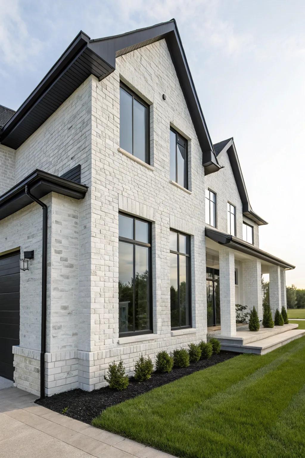 Bold contrast with alabaster brick and pitch stone.