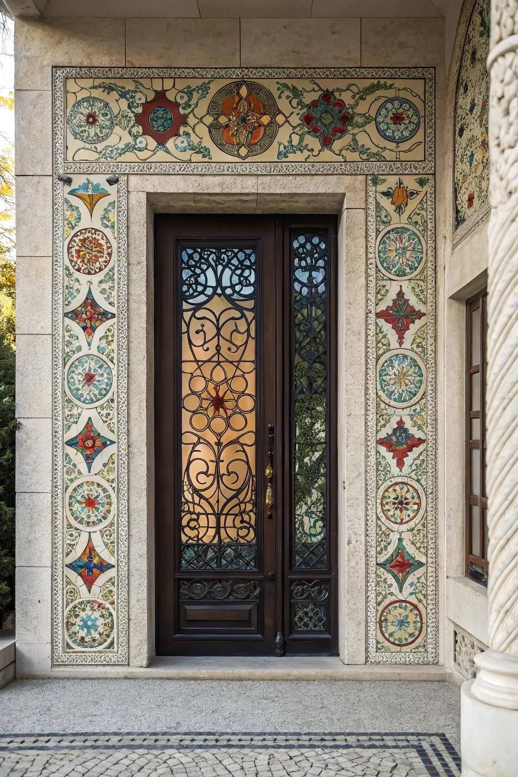 Stone mosaics transform your entrance into art.