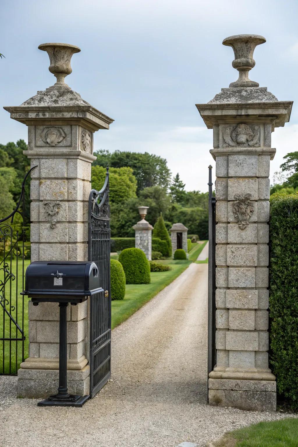 Symmetrical stone pillars add a hint of grandeur.