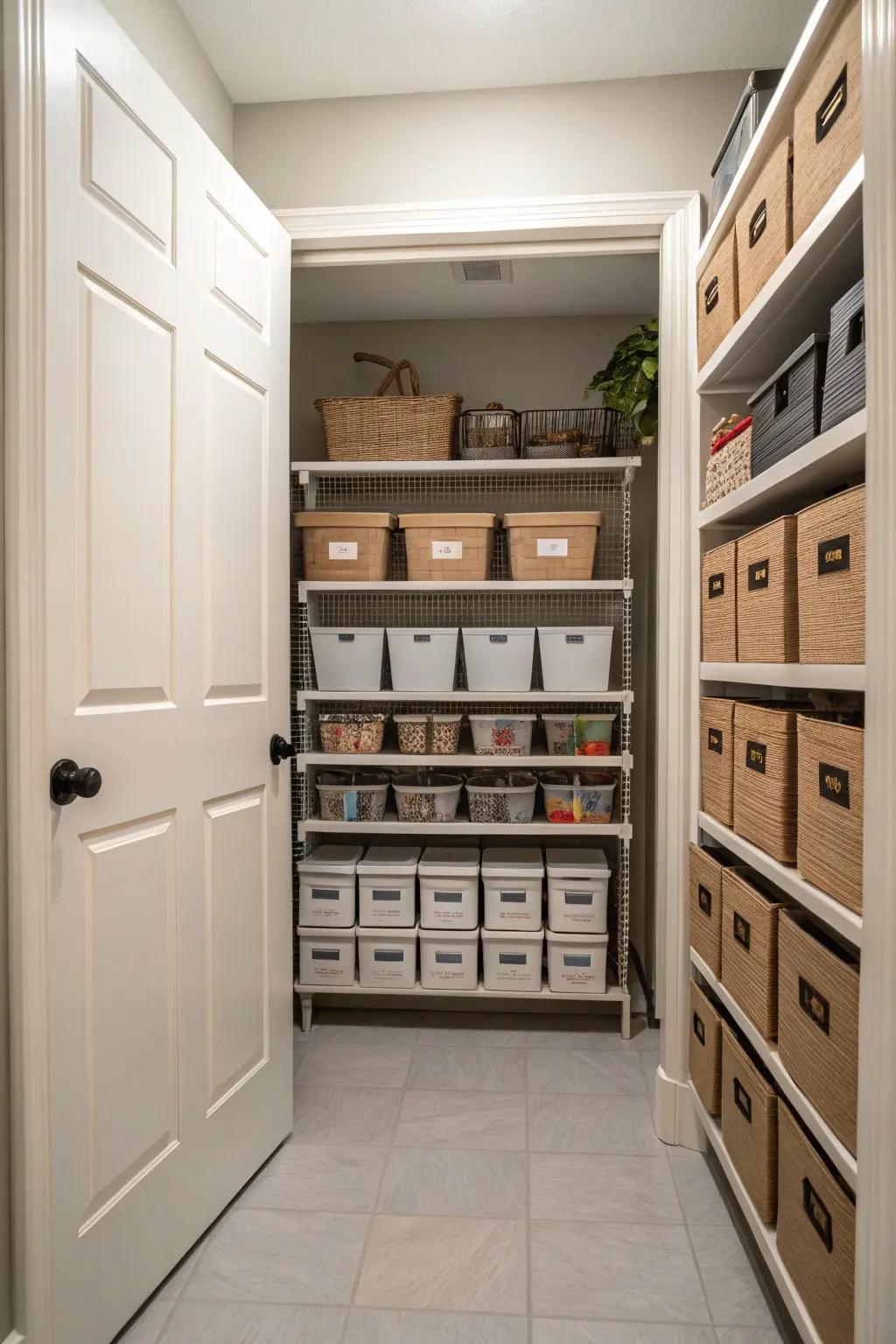 Shelves above doors make use of often overlooked space.