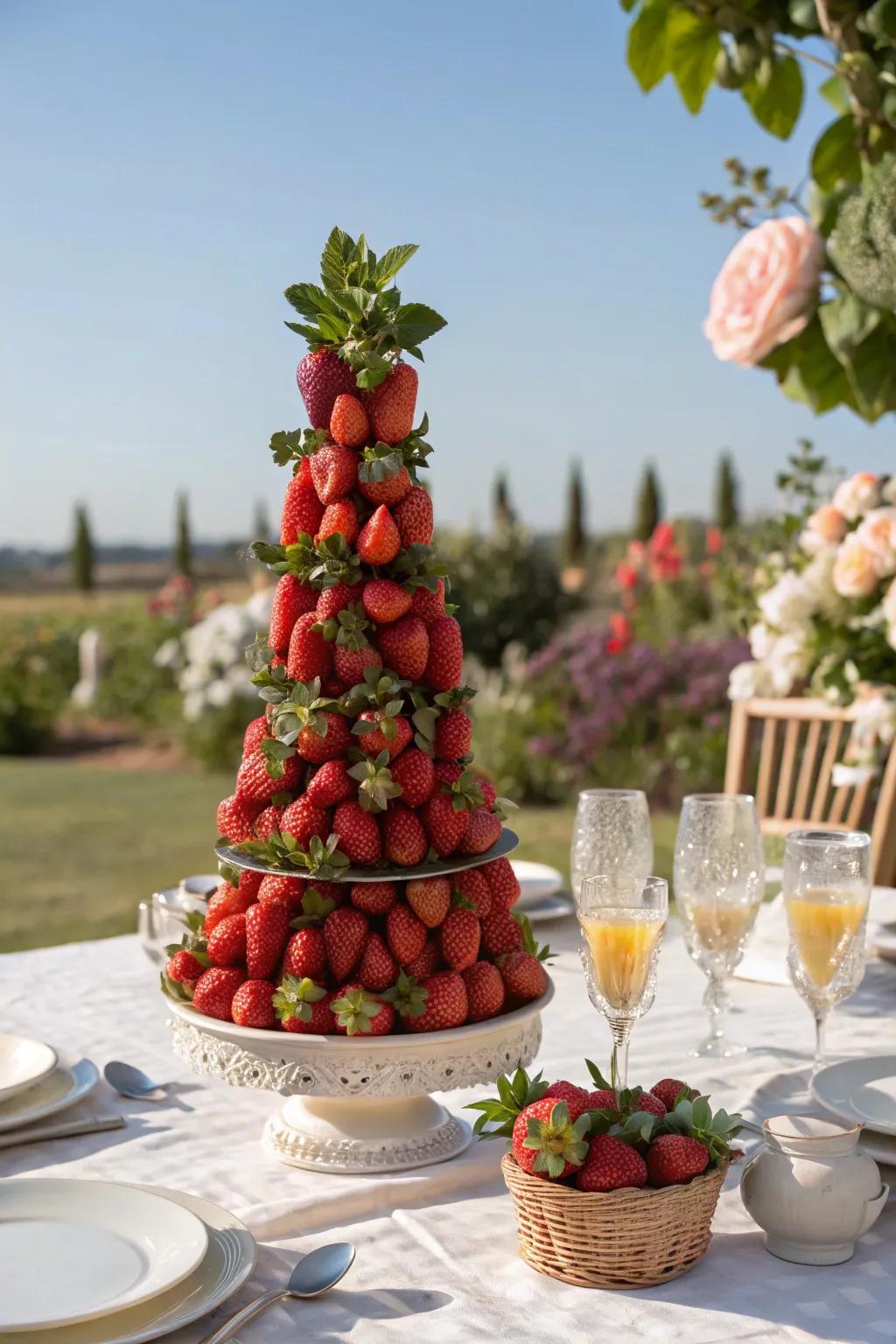 A charming strawberry sculpture ideal for summer gatherings.