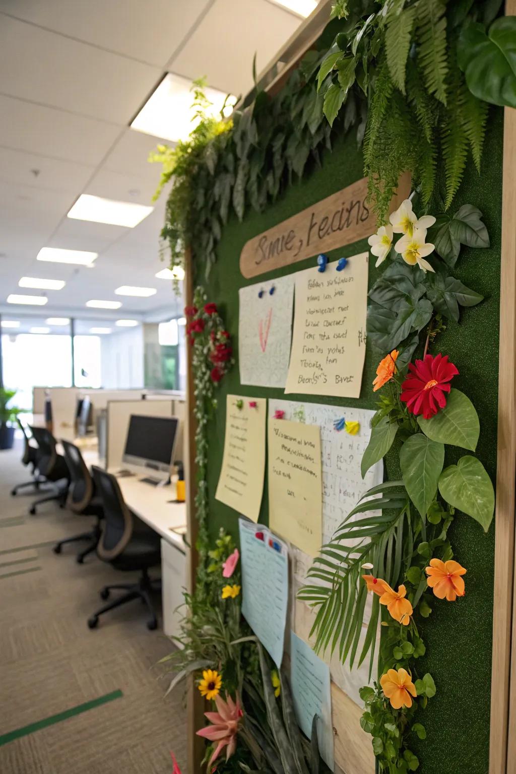 Carry the splendor of nature into your office using a rich, floral display.