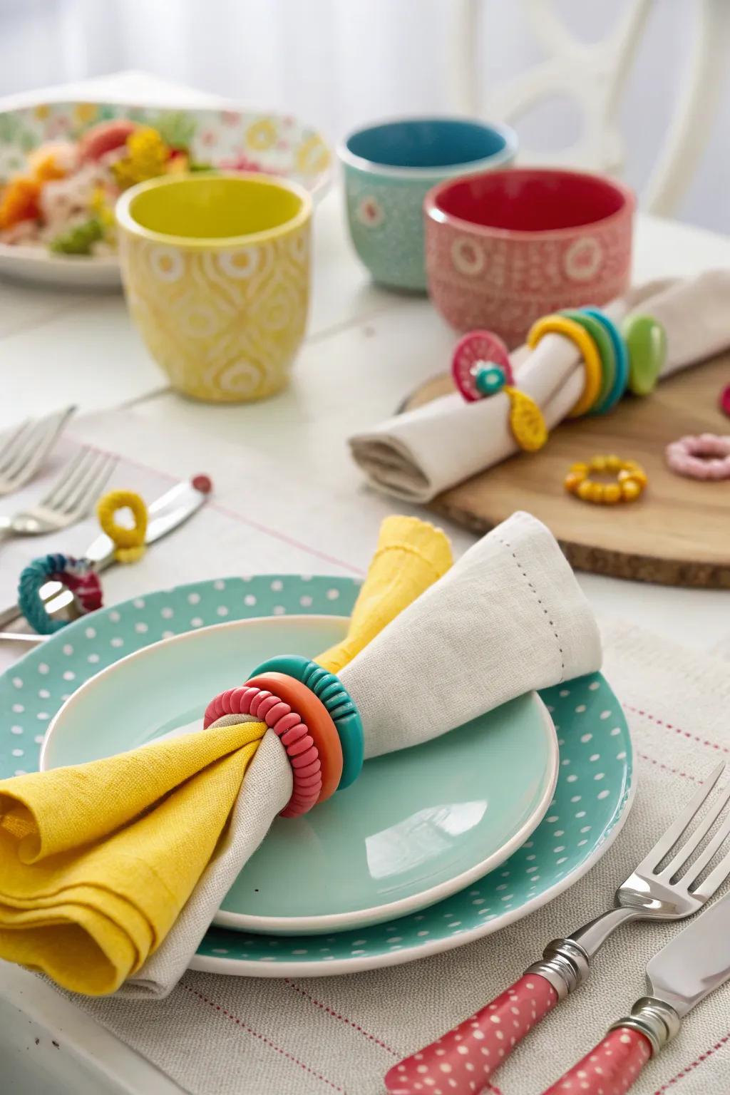 Fun napkin bands make for a fun dining experience.