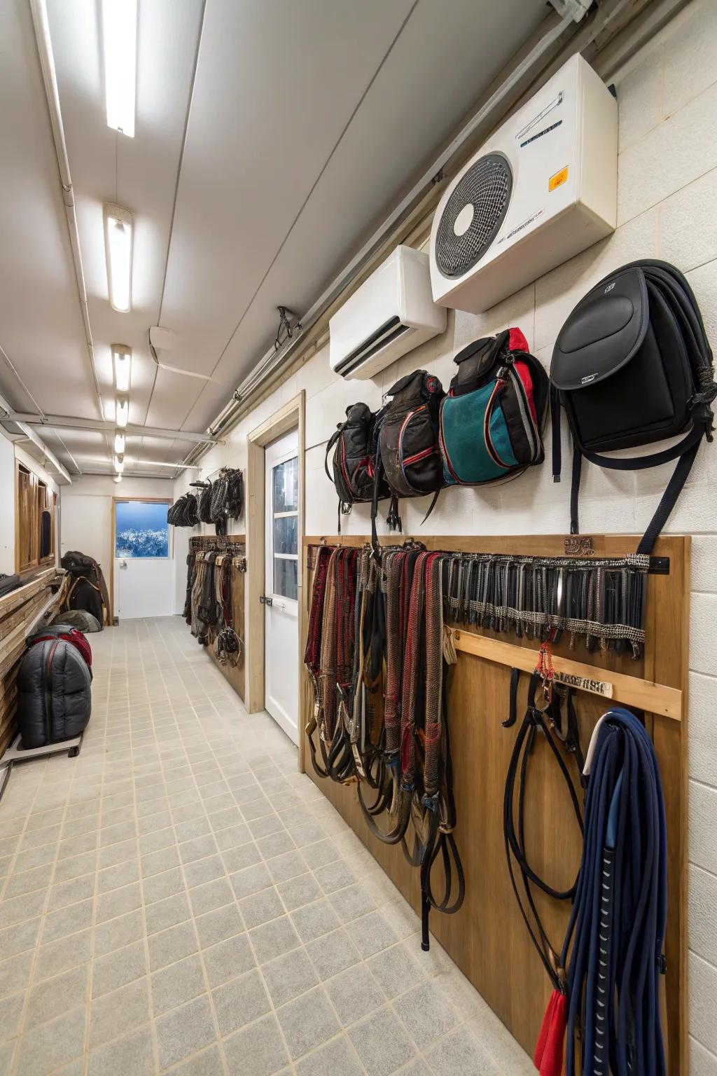 Climate regulation in a tack room to preserve valuable gear.