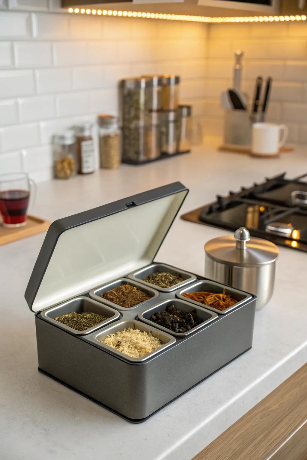 A chic tea caddy for effortless access to tea.