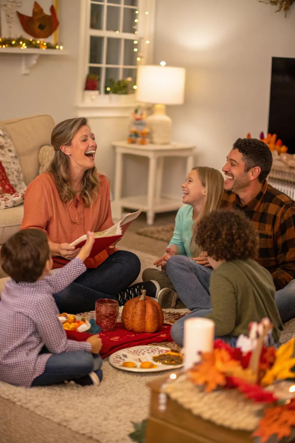 Creating memorable tales together in the Thanksgiving Tale Circle.