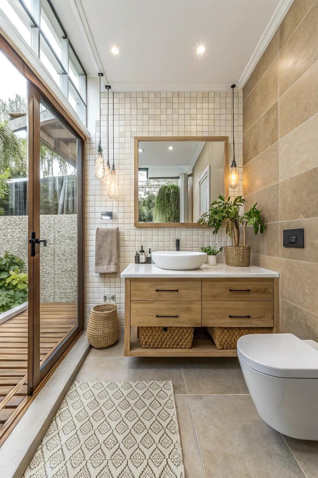 Embrace eco-friendly designs with sustainable tiles.