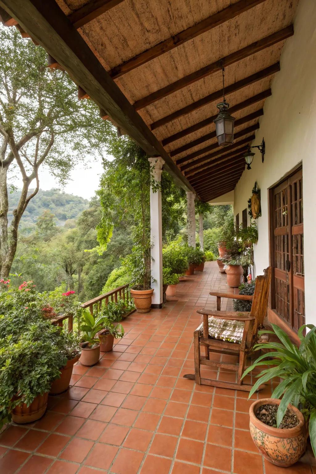 Pottery blocks give a warm, natural appeal to this porch.