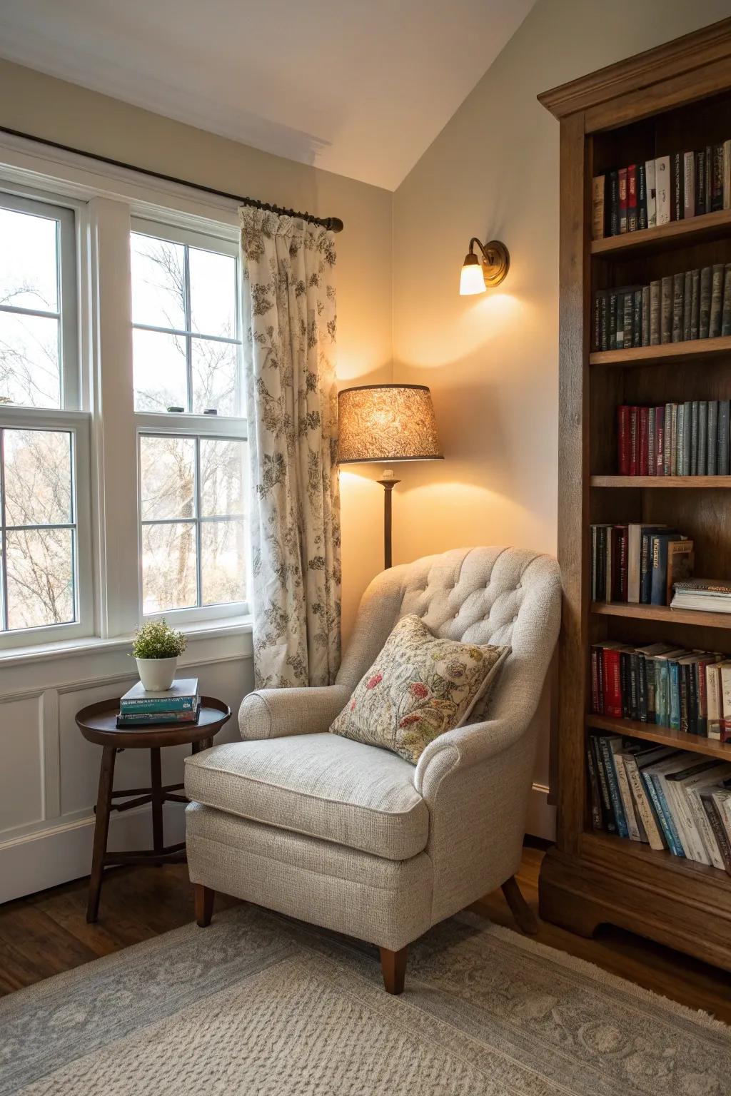 A reading corner offers the perfect escape.