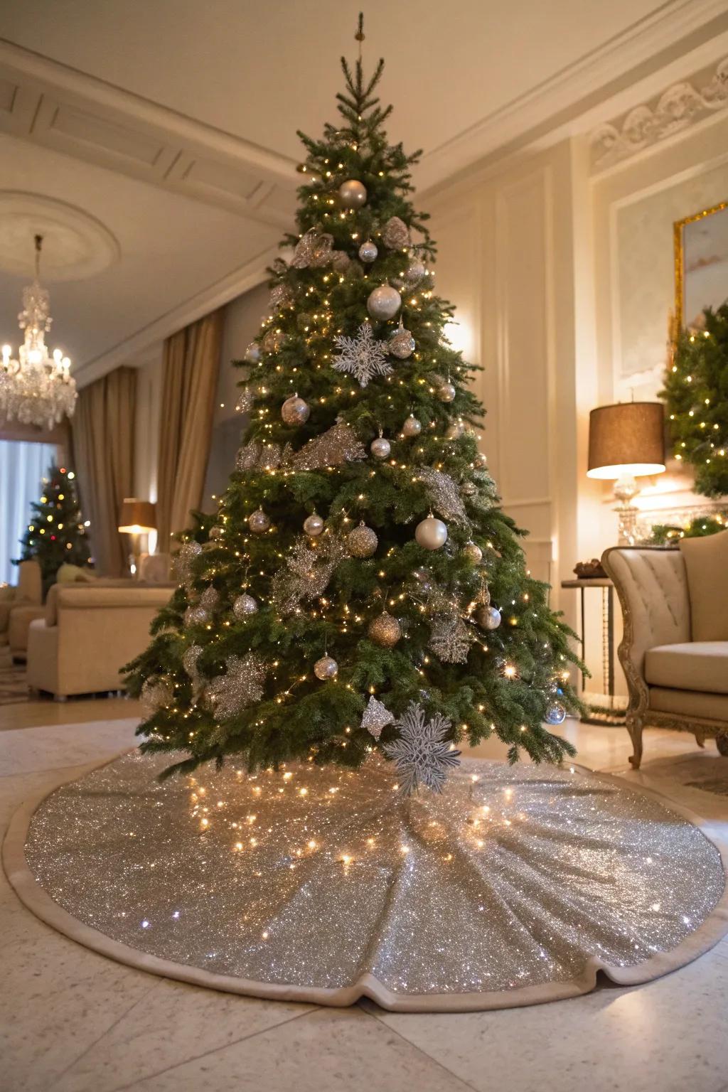 A bead tree skirt introduces sparkle and glamour to your celebratory decorations.