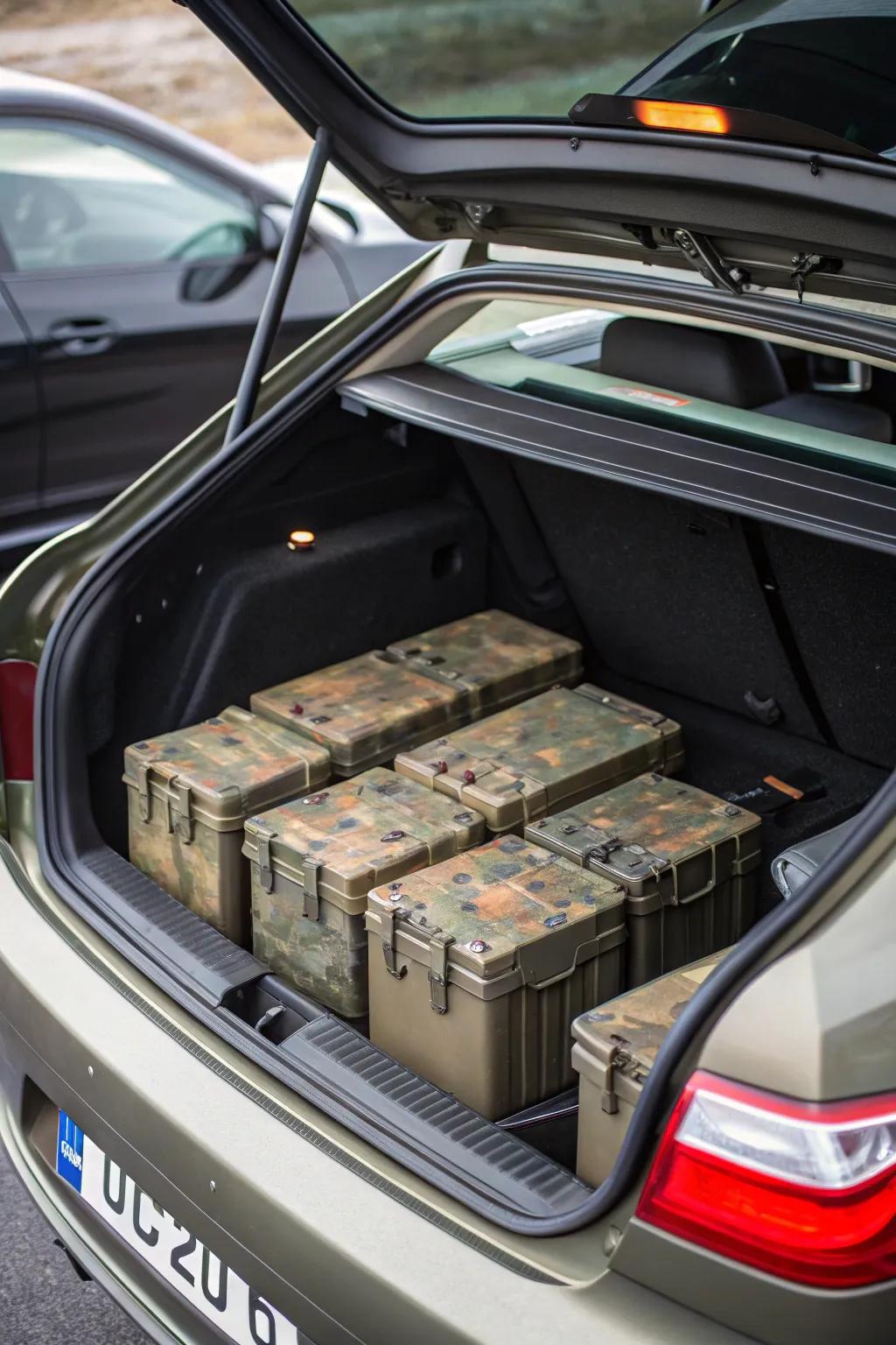 Durable utility crates for secure and tough trunk storage.