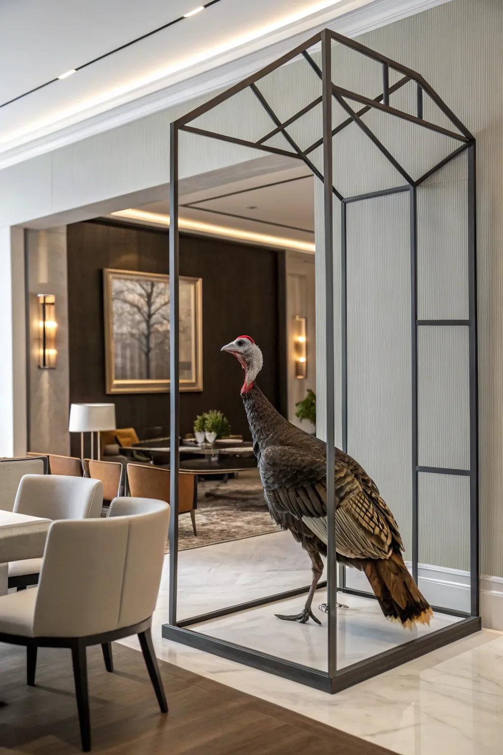 A contemporary interpretation of turkey displays featuring a symmetrical surround.