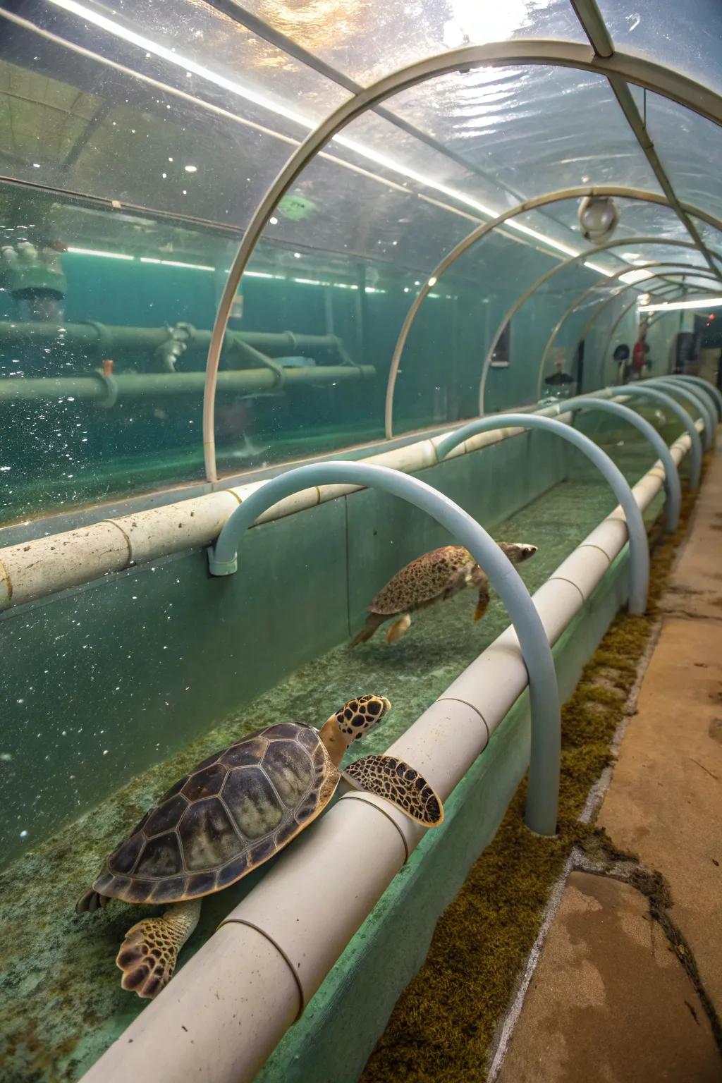 Underwater passages provide adventure and exploration for your turtle.