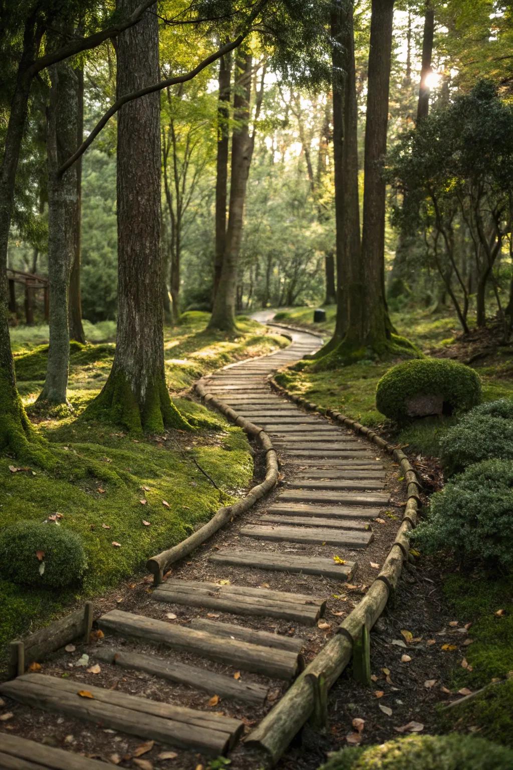 Wooded paths blend in perfectly with their surroundings, offering a rustic charm.