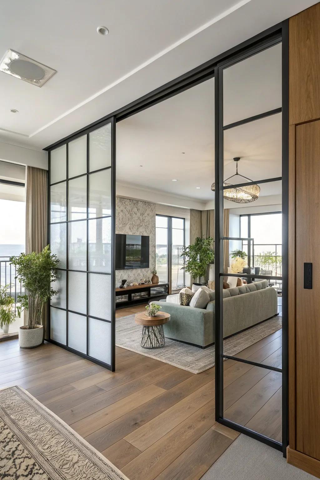 A sliding divider that provides flexible space division.