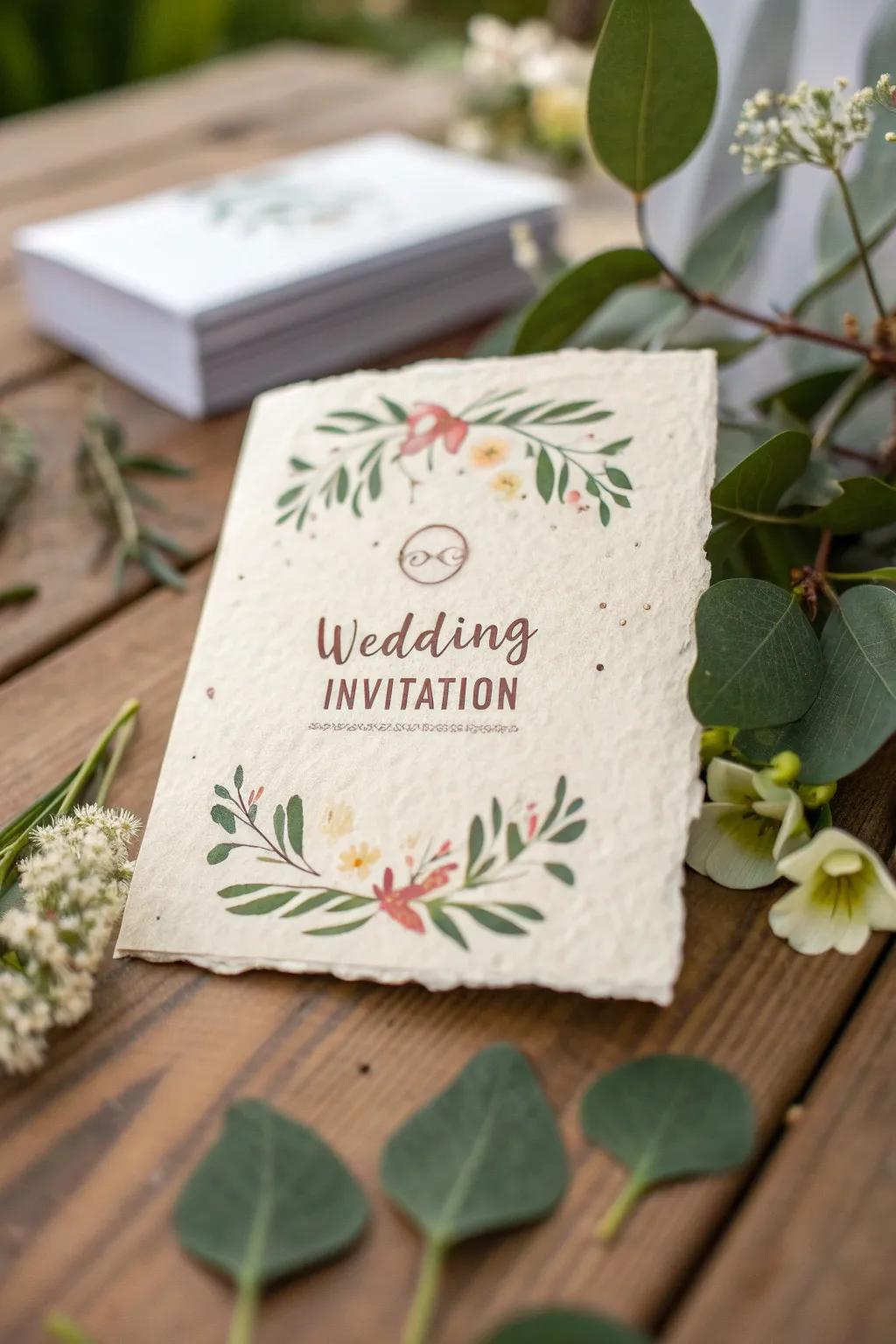 Eco-friendly invitations offer sustainable beauty.