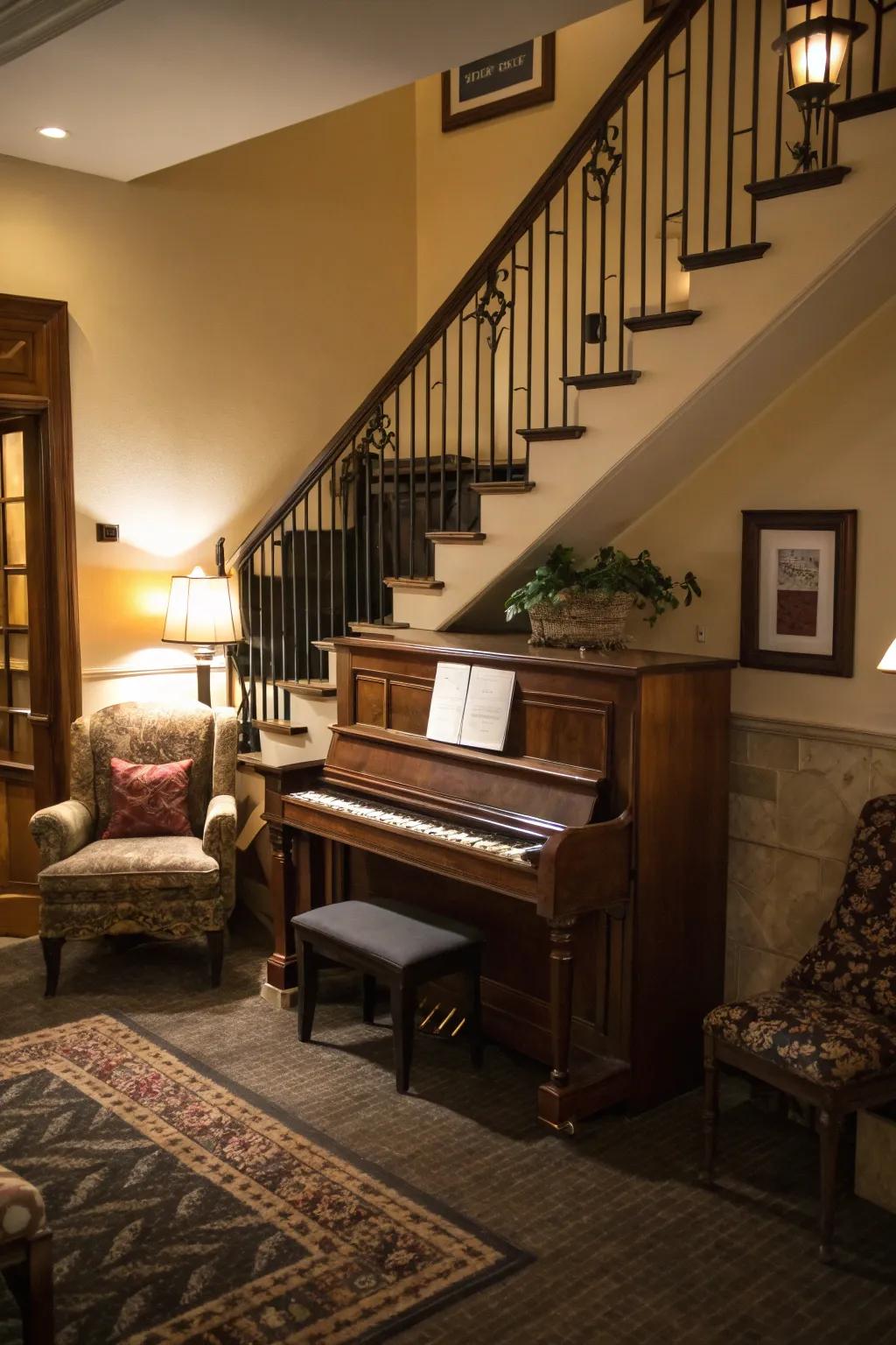 Turn an unused corner into a delightful piano spot.
