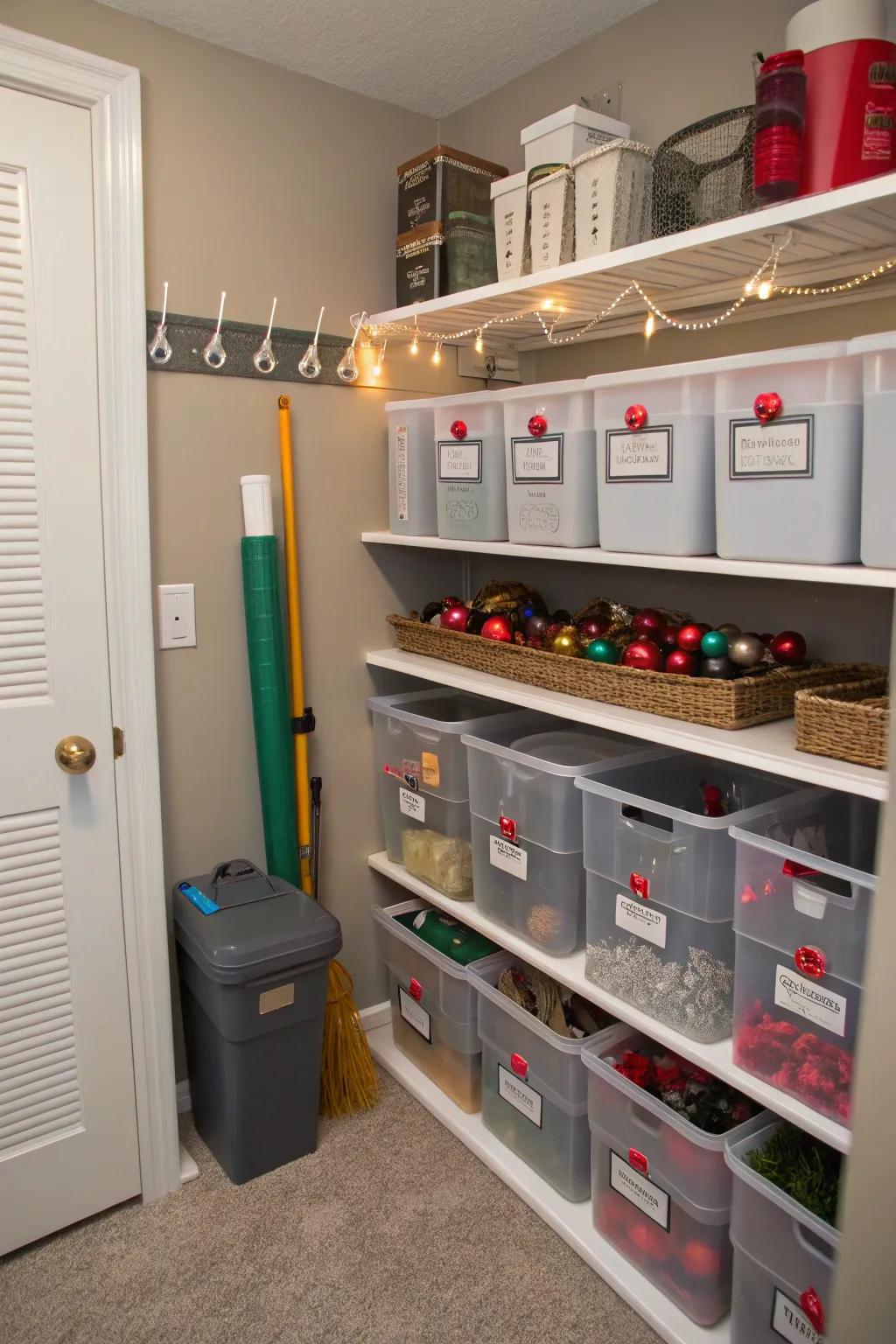 A special place for things you use at certain times of the year keeps your closet neat and ready for any season.