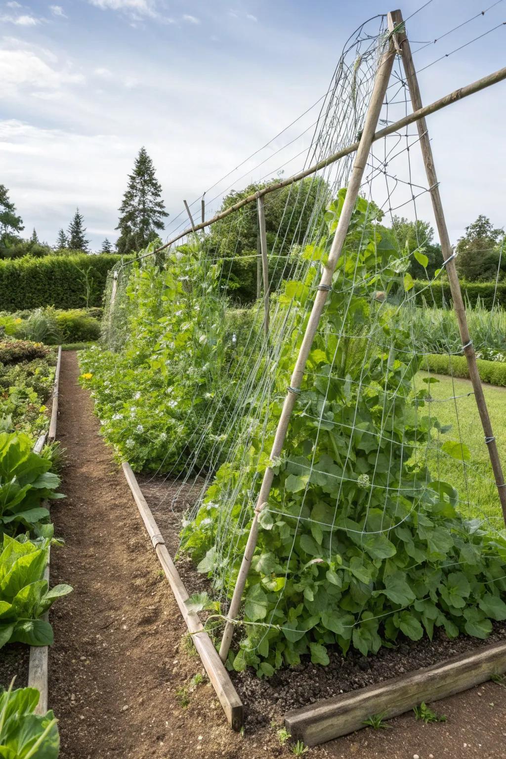 Meshwork trellises offer versatility and affordability.