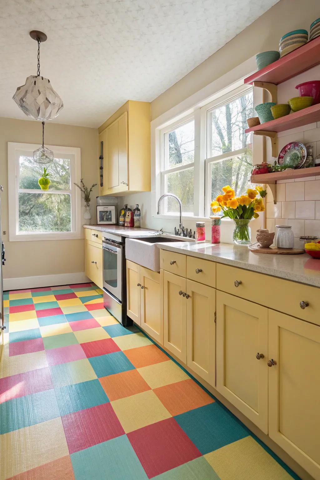 Add a pop of color easily with vinyl flooring.