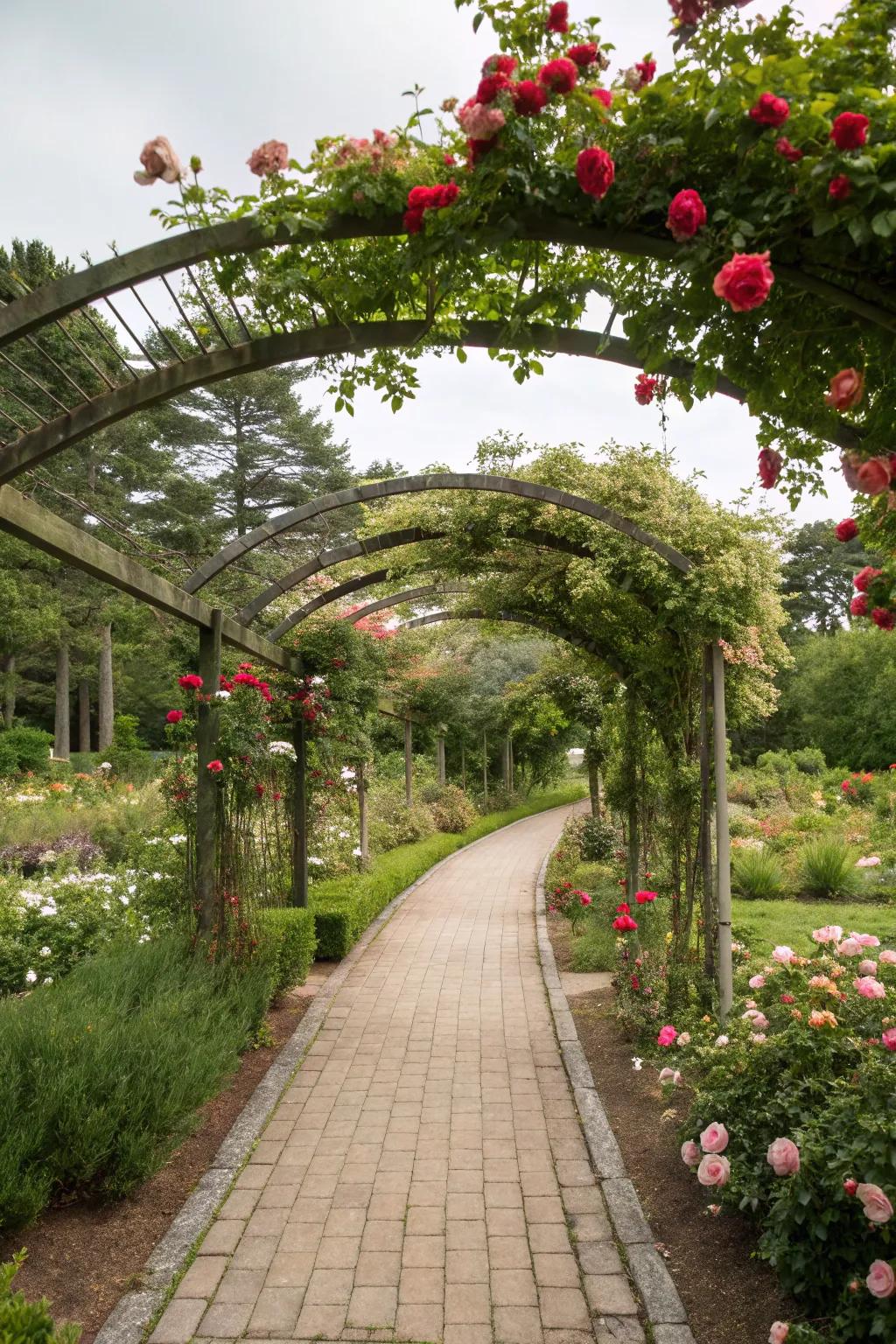 Arched structures add design and romance to walkways.