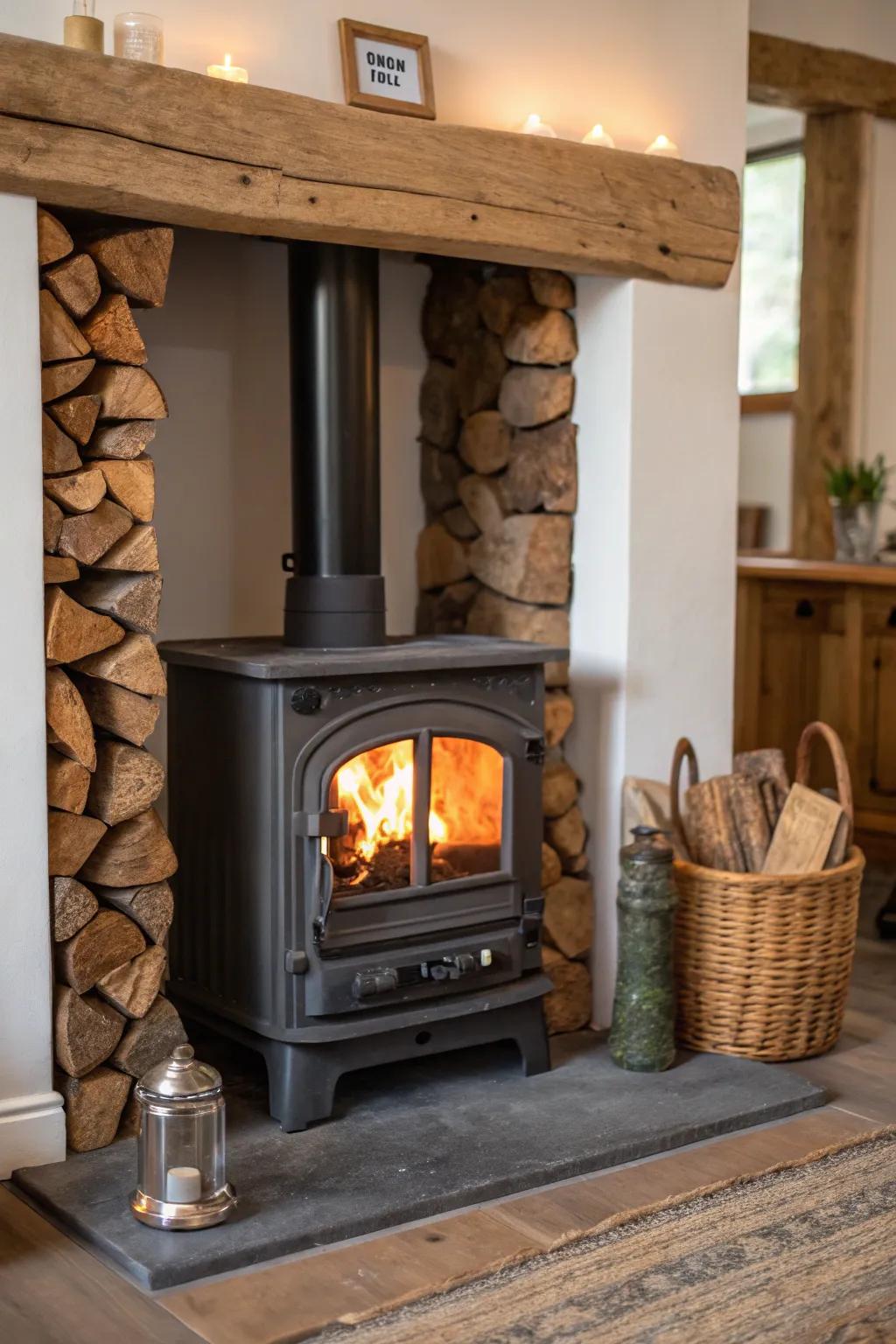 A mantelpiece adds both charm and utility to your appliance setup.