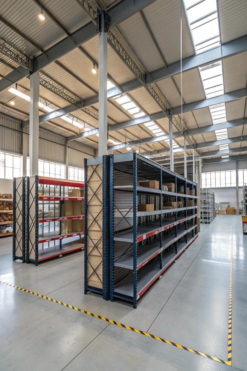 Modular racking systems offer scalability for growing storage needs.