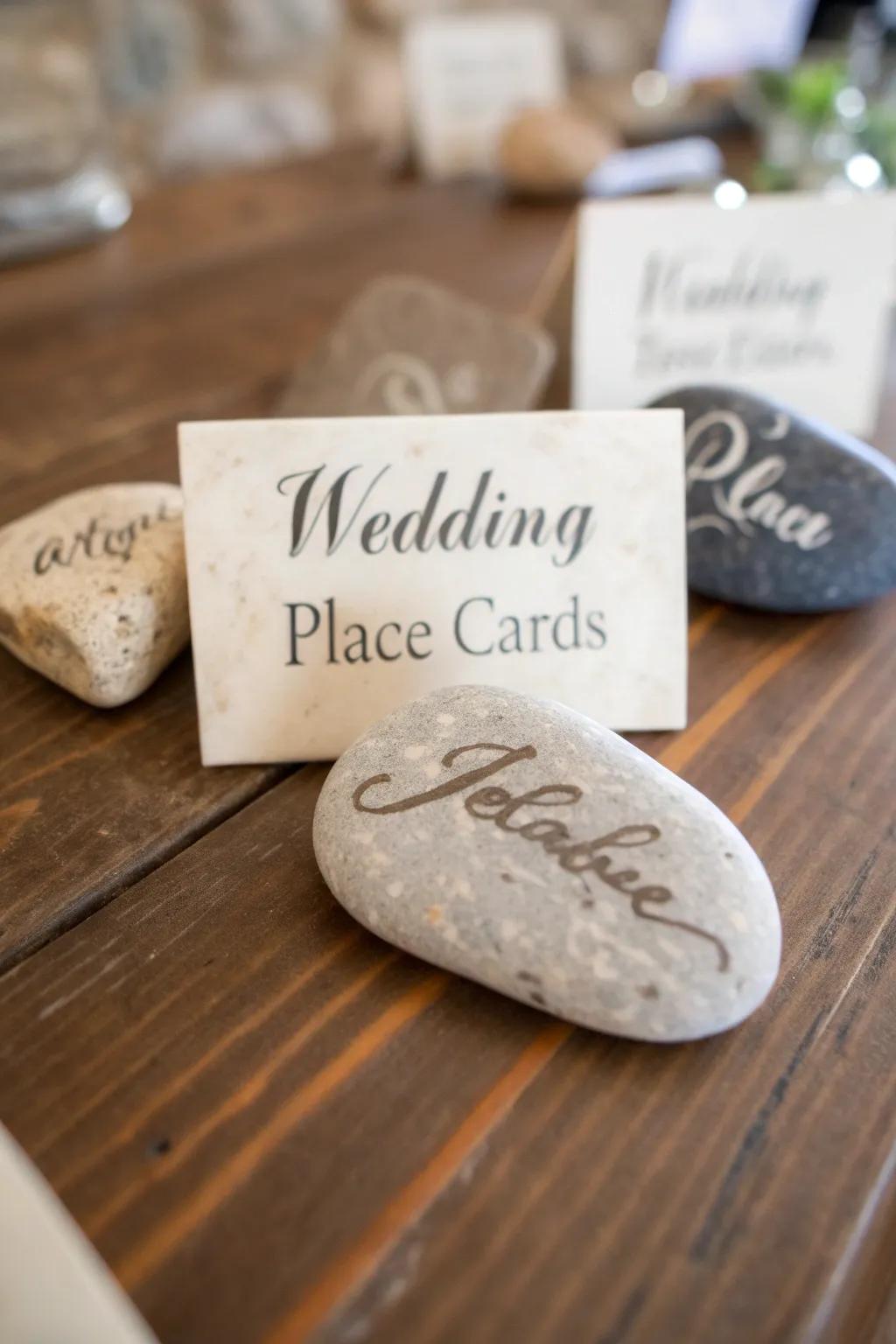 Distinct stone position cards introduce a personal element.