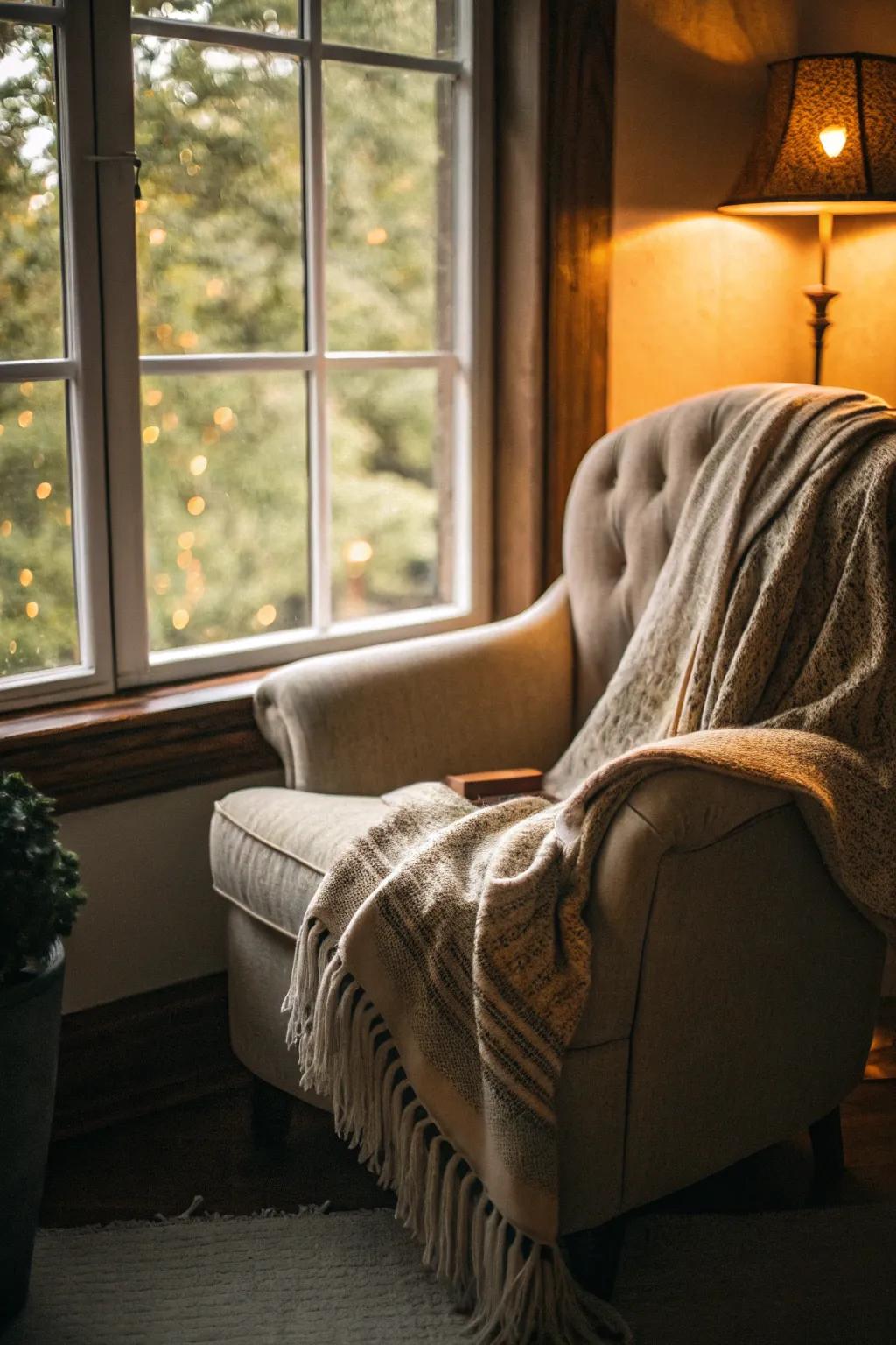 A cozy nook gives a perfect spot for relaxation.