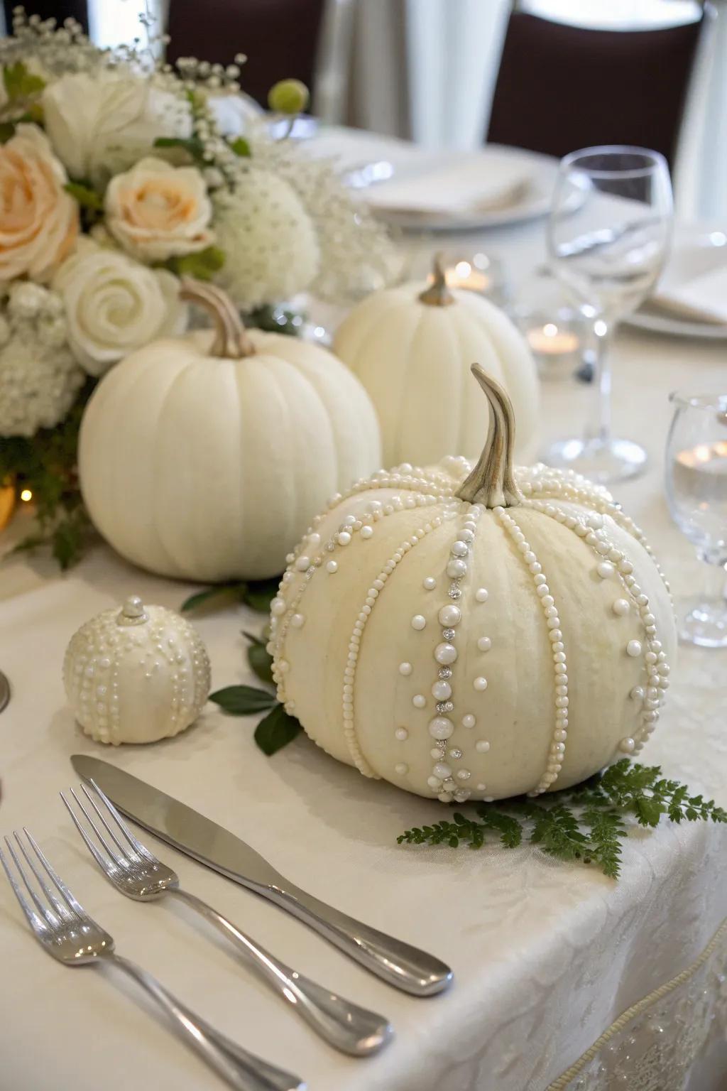 Pumpkins embellished with gemstones for a hint of extravagance.