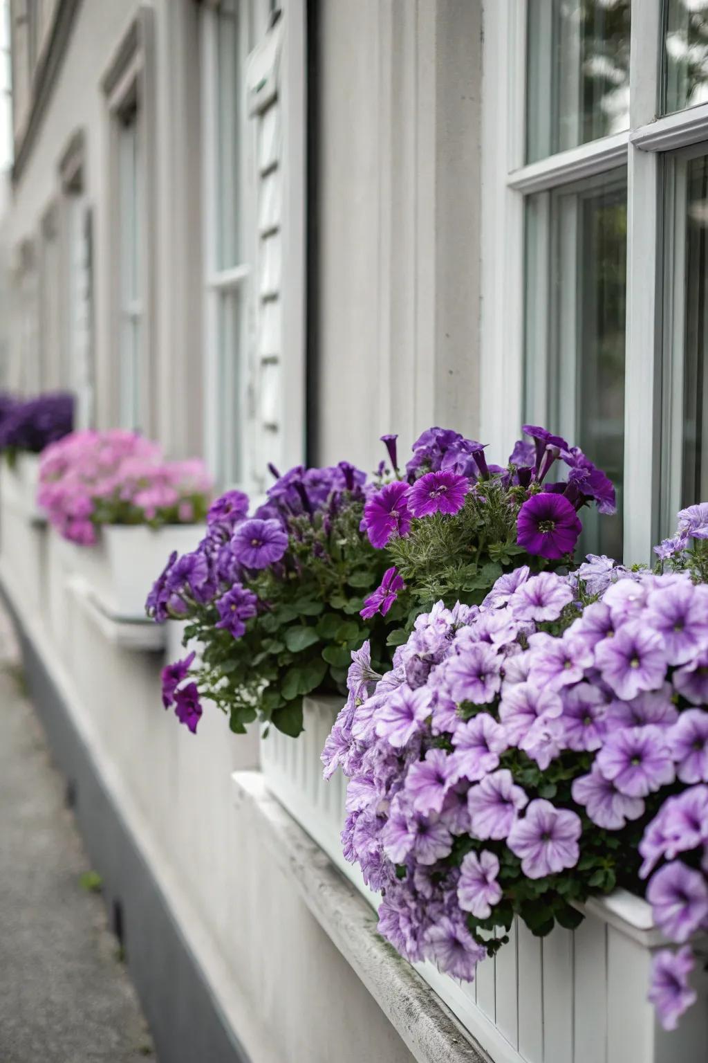 Elegant single hue in tints of purple.