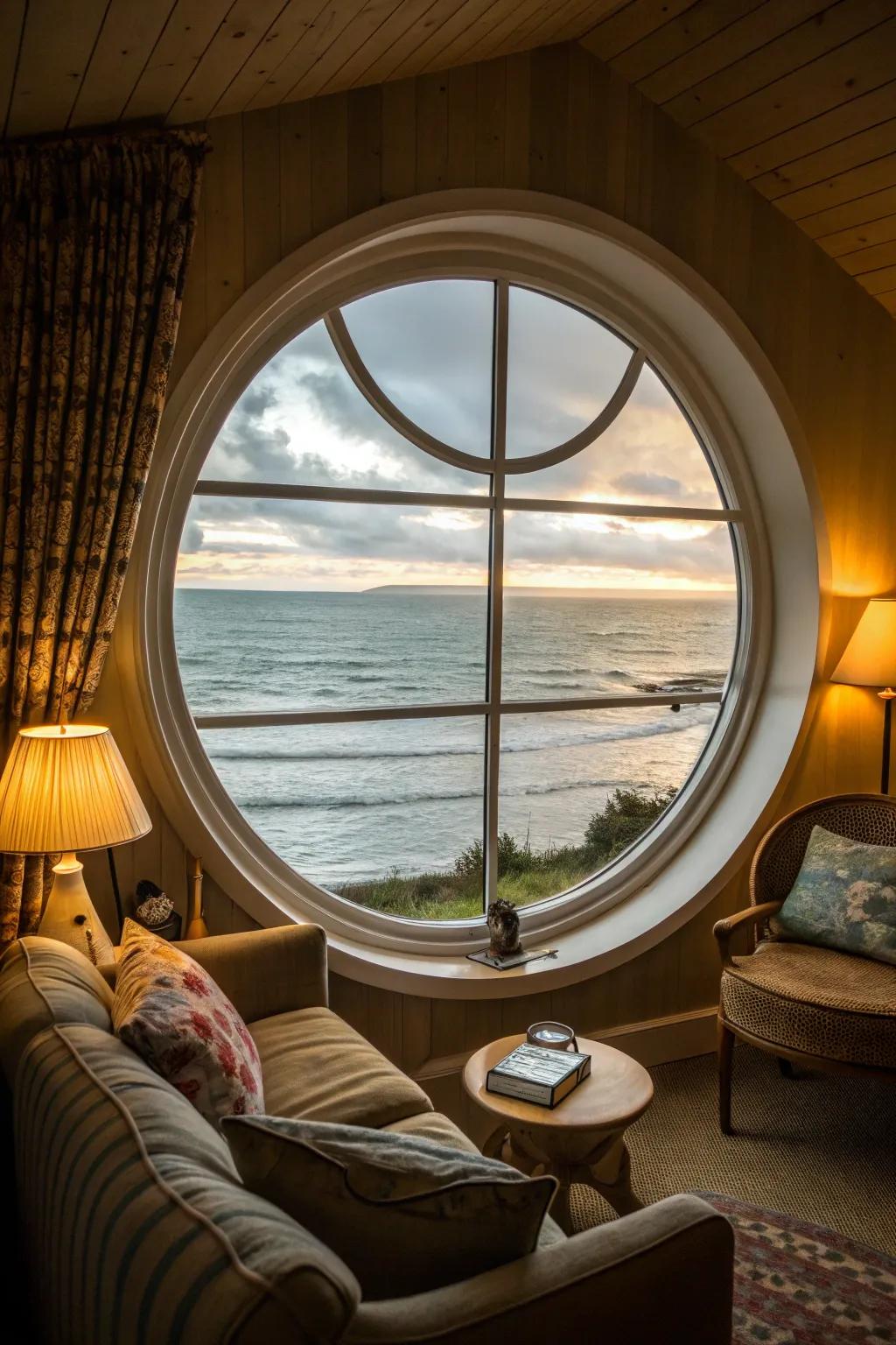 Round panes append a playful, nautical element.