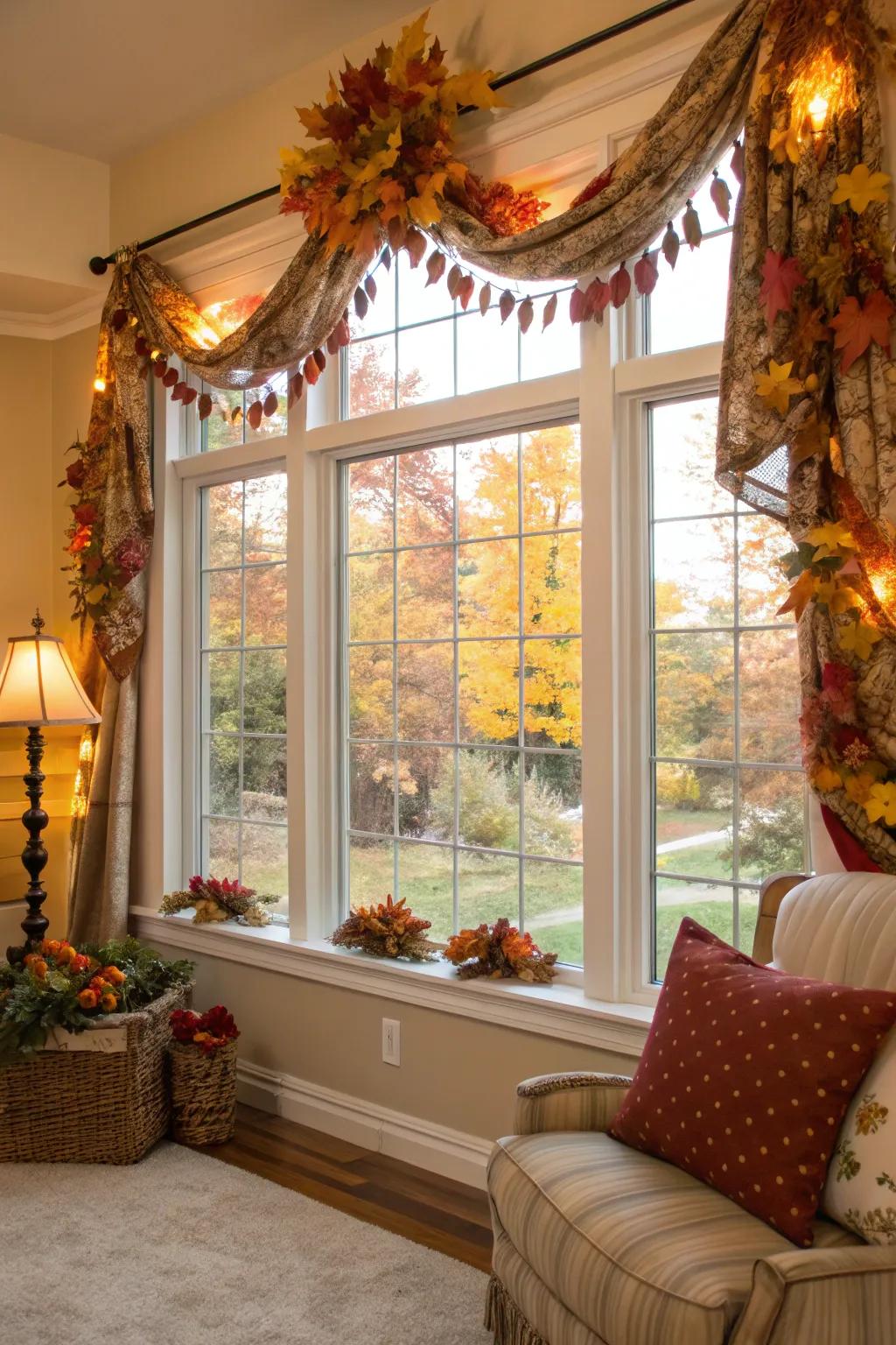 Reflect the seasons through themed drapes.