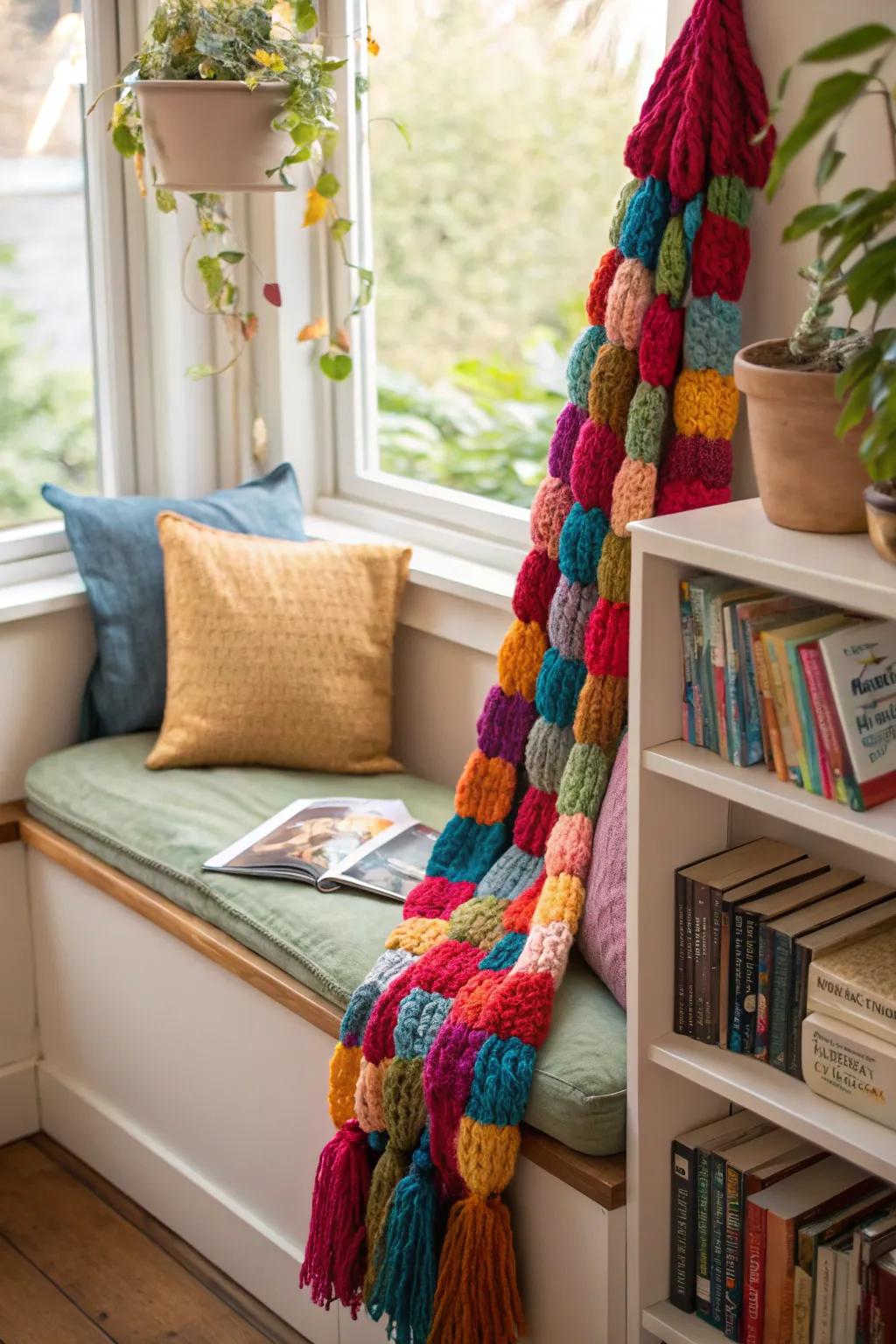 Wool yarns contribute warmth and texture to winter swags.