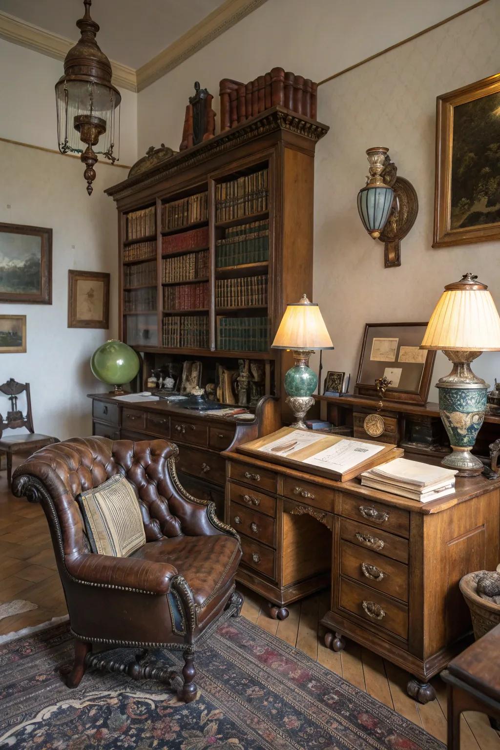 Vintage and antique treasures bring history and mystery to your witch room.