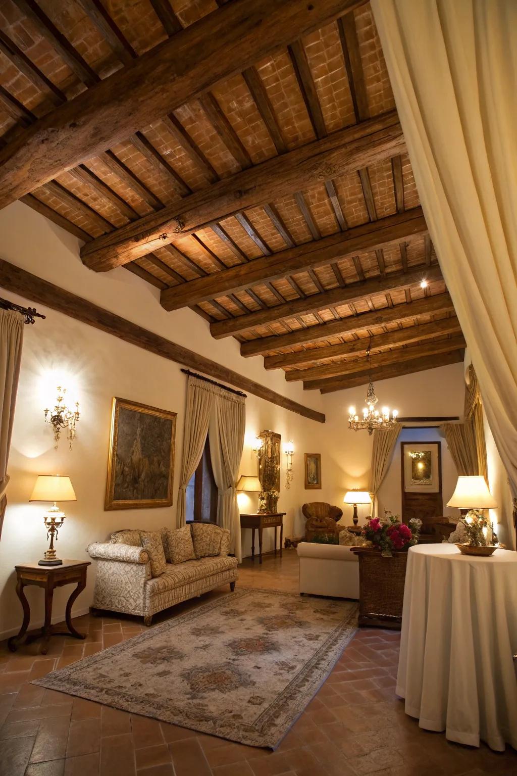 Nature-inspired timber top supports adding structural interest