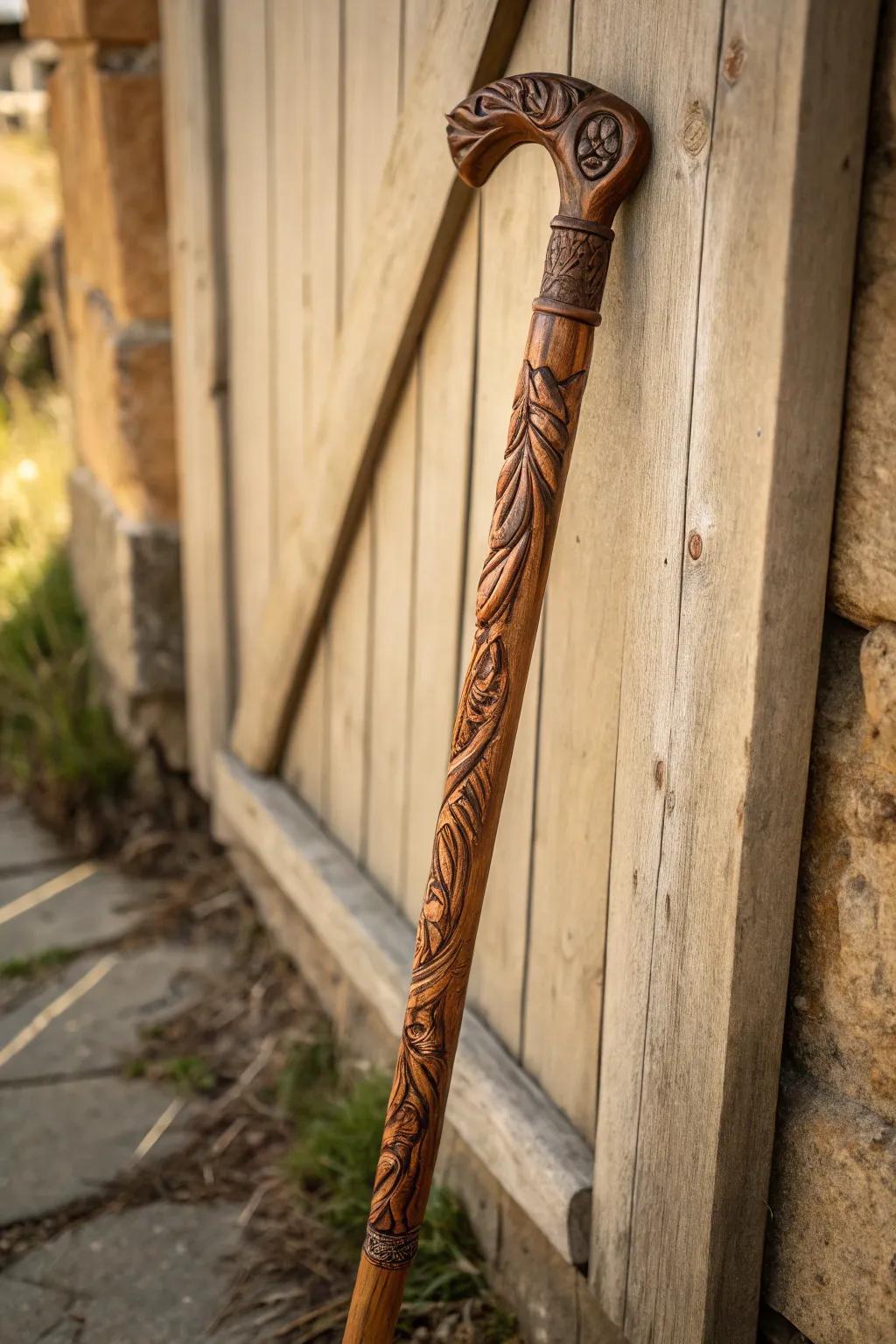 Elevate your journeys with a personalized carved walking cane.