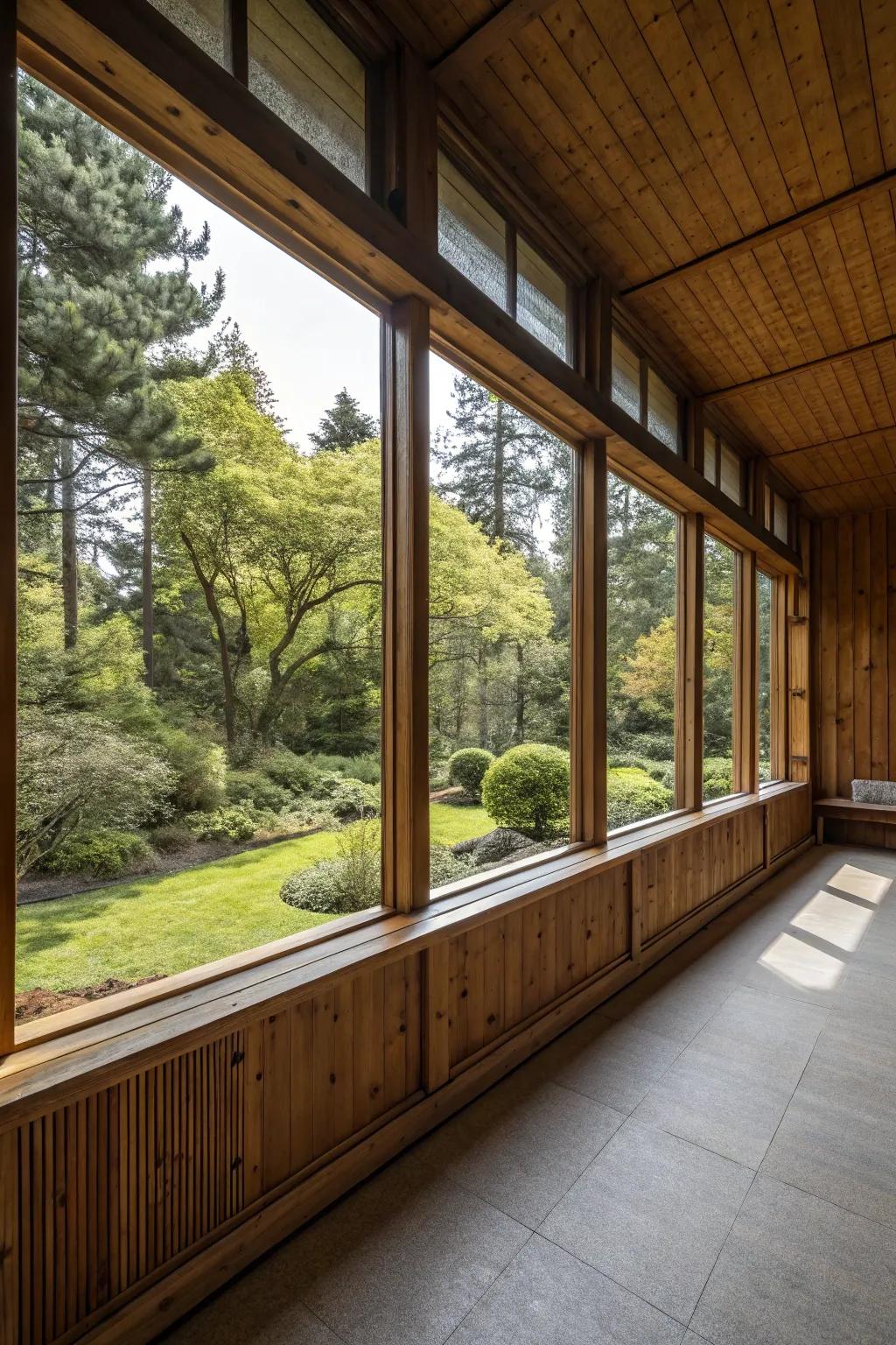A space where timber cladding blends with nature.
