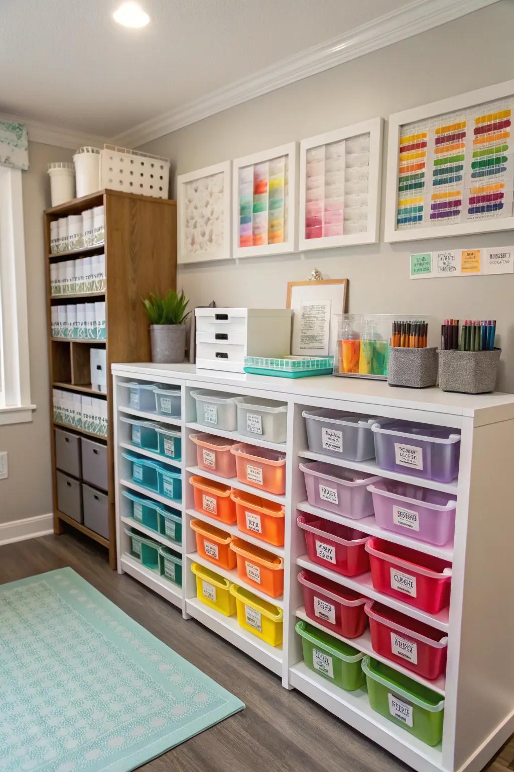 A color-coded system makes organizing and finding things easier.
