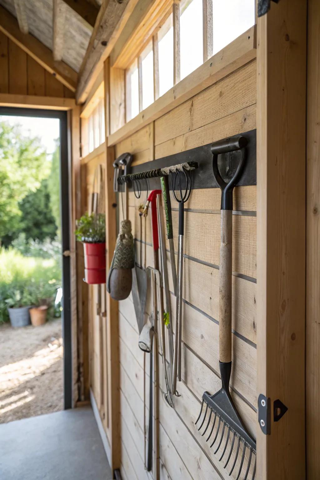 Attaching strips provide sleek and effective tool organization.