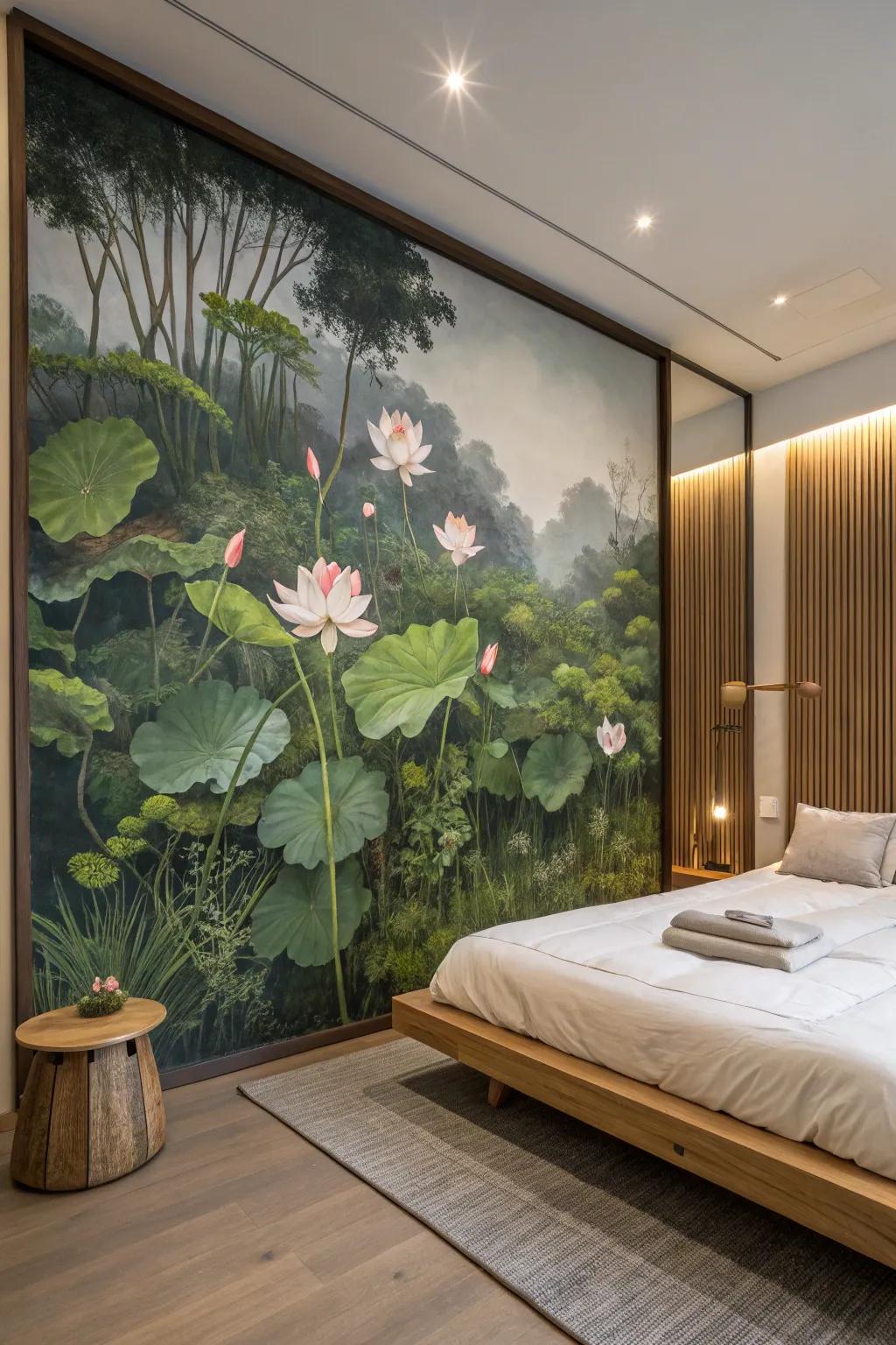 A botanical mural connects your space with the outdoors.