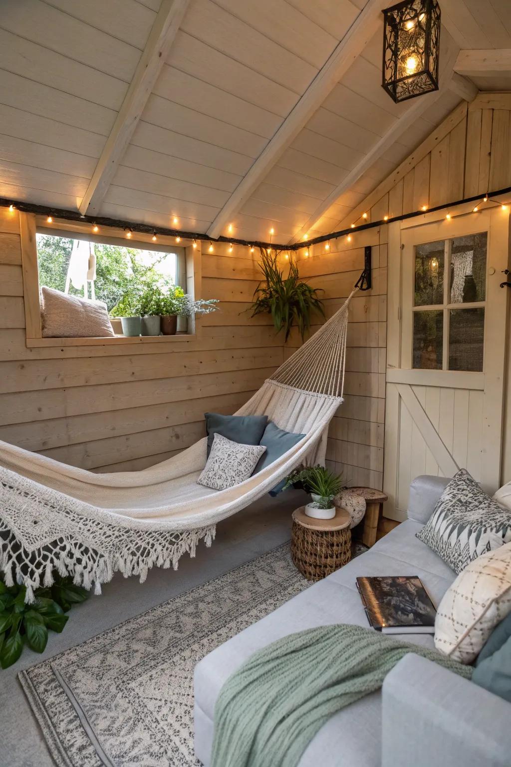 Discover solace in a decompression zone established in your shed.
